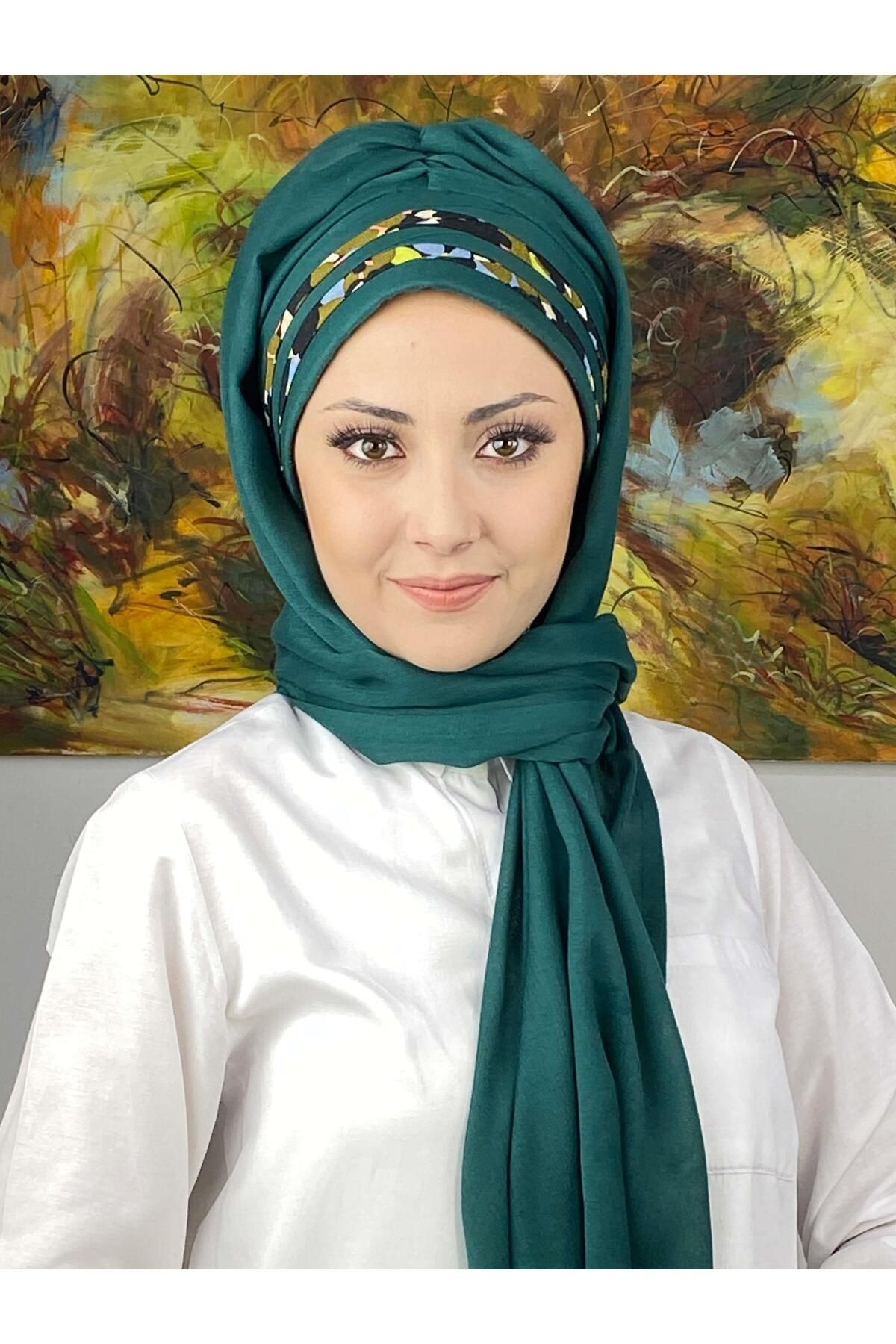 Topkapı Model Çapraz Drapeli Floral Desenli Hazır Şal
