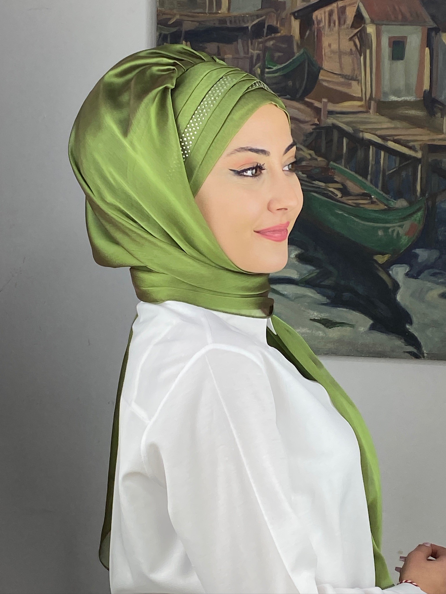 FRANSIZ CAPRAZ DRAPE DETAYLI ABİYE ŞAL