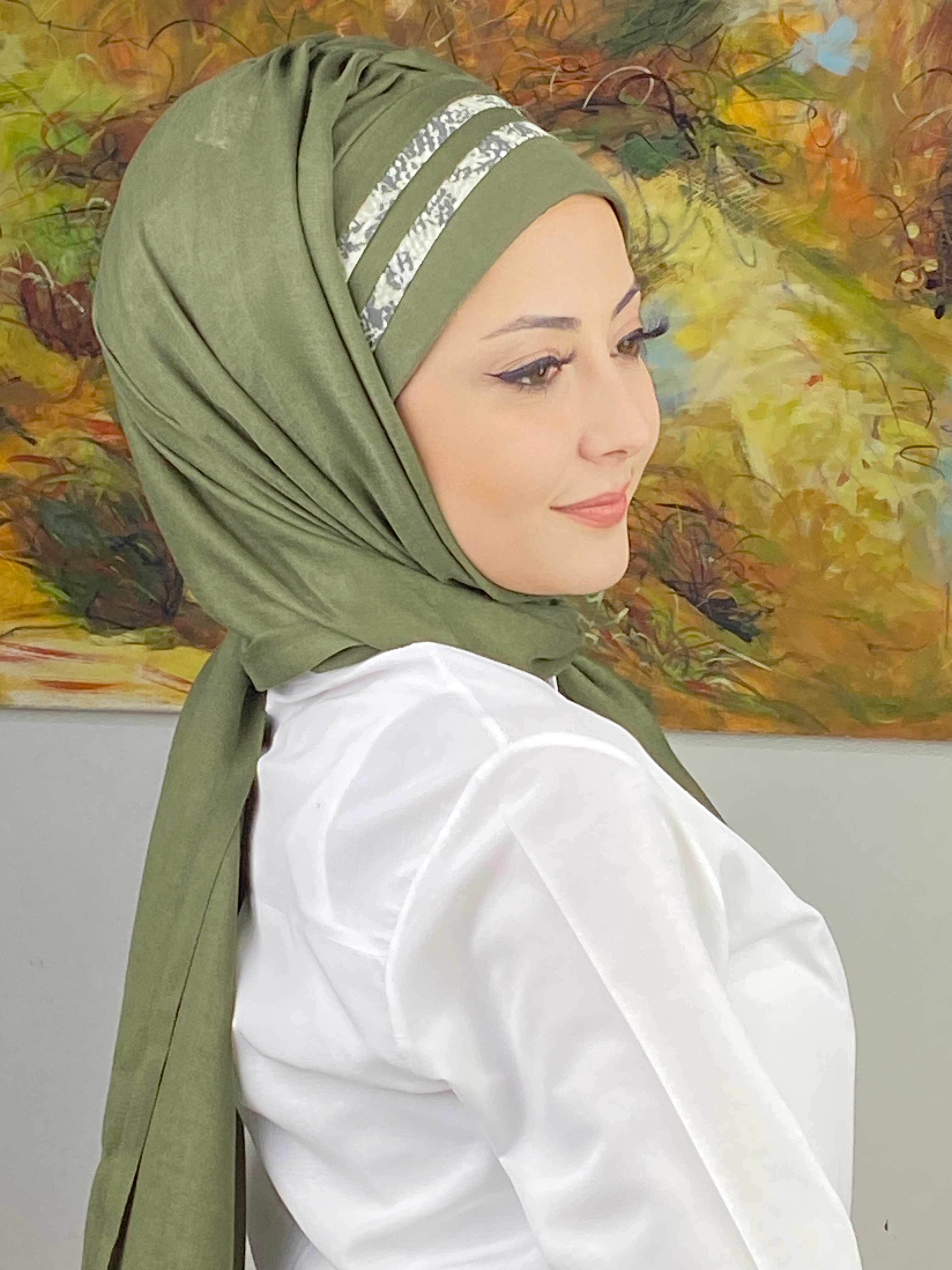  Saray Model Minik Puantiyeli Şeritli Hazır Şal