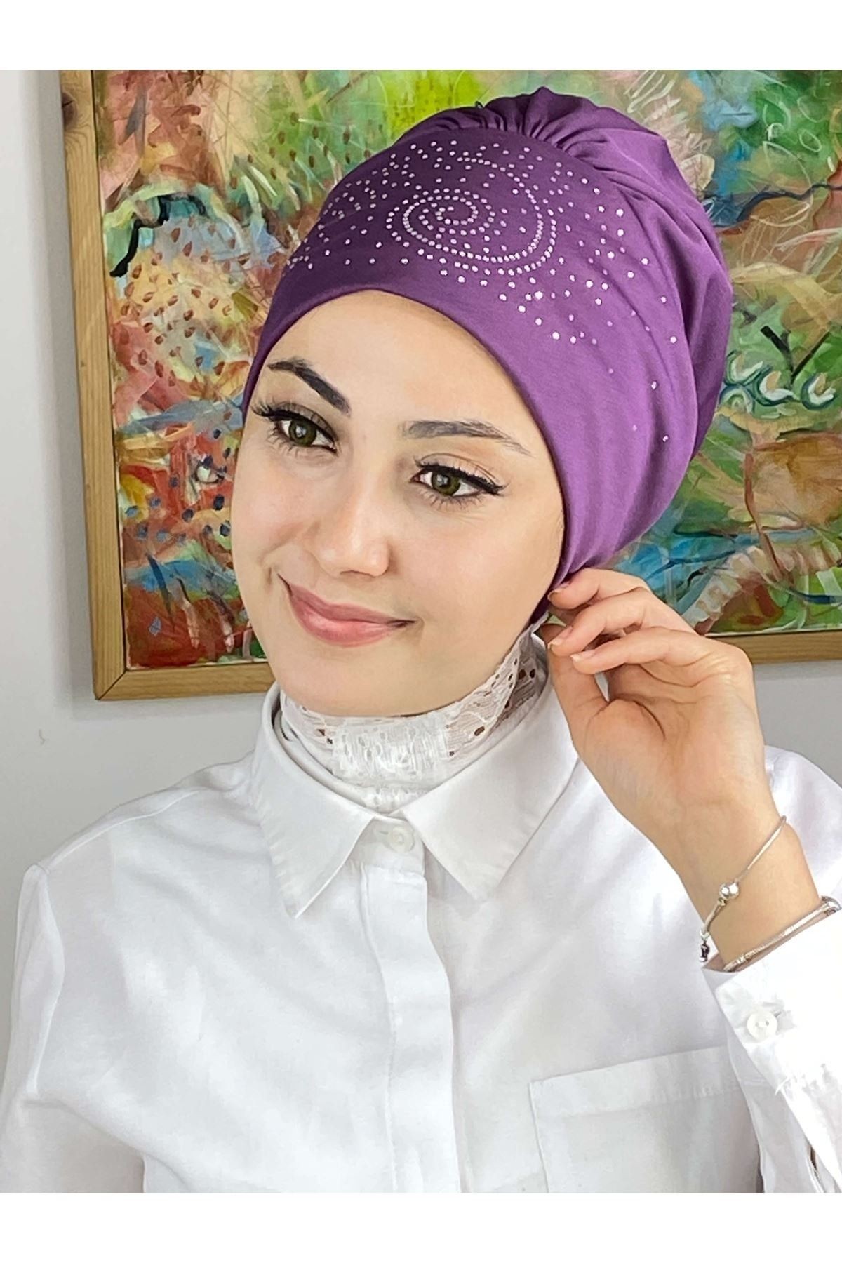 Helezon Taşlı Açık Mor Bone