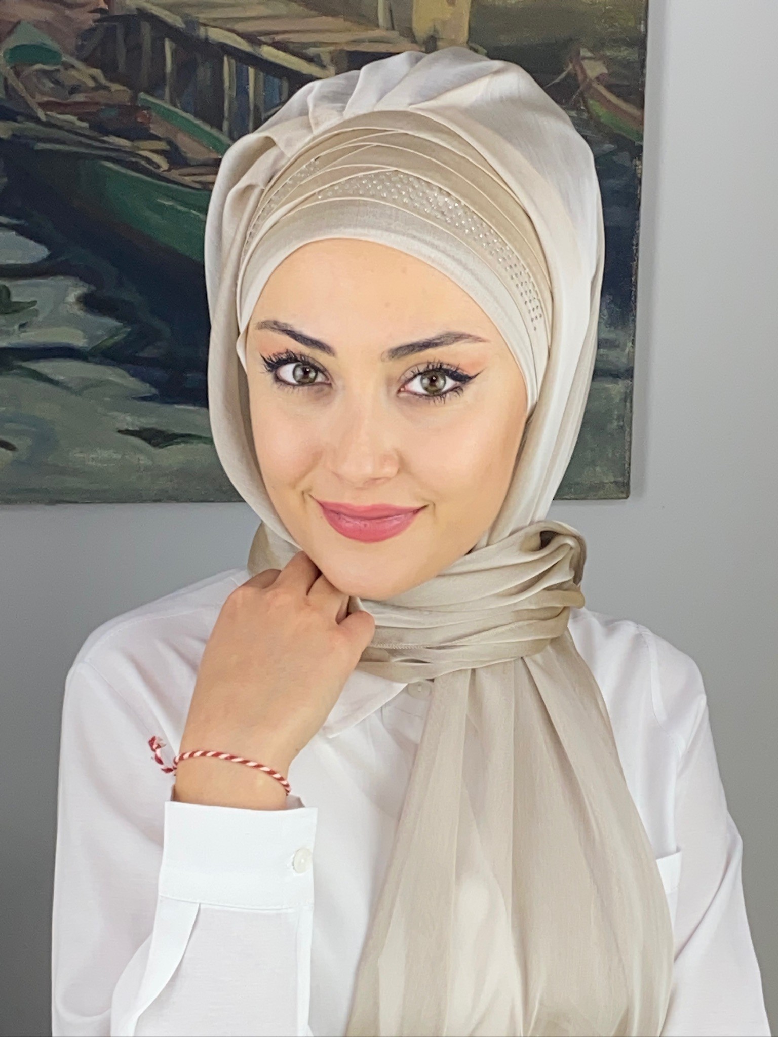 FRANSIZ CAPRAZ DRAPE DETAYLI ABİYE ŞAL
