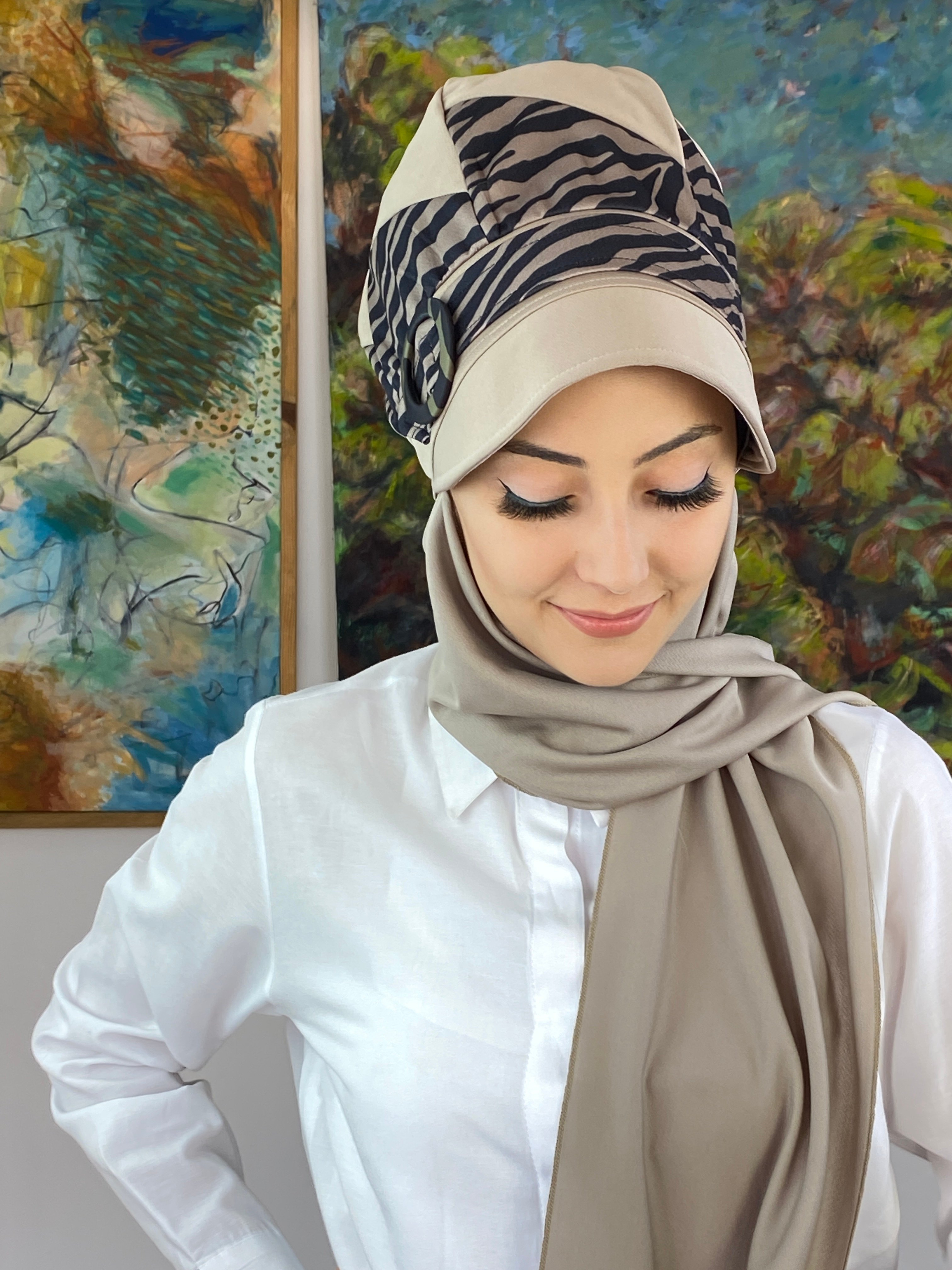 Damla Model Toka Detaylı Şapka Şal