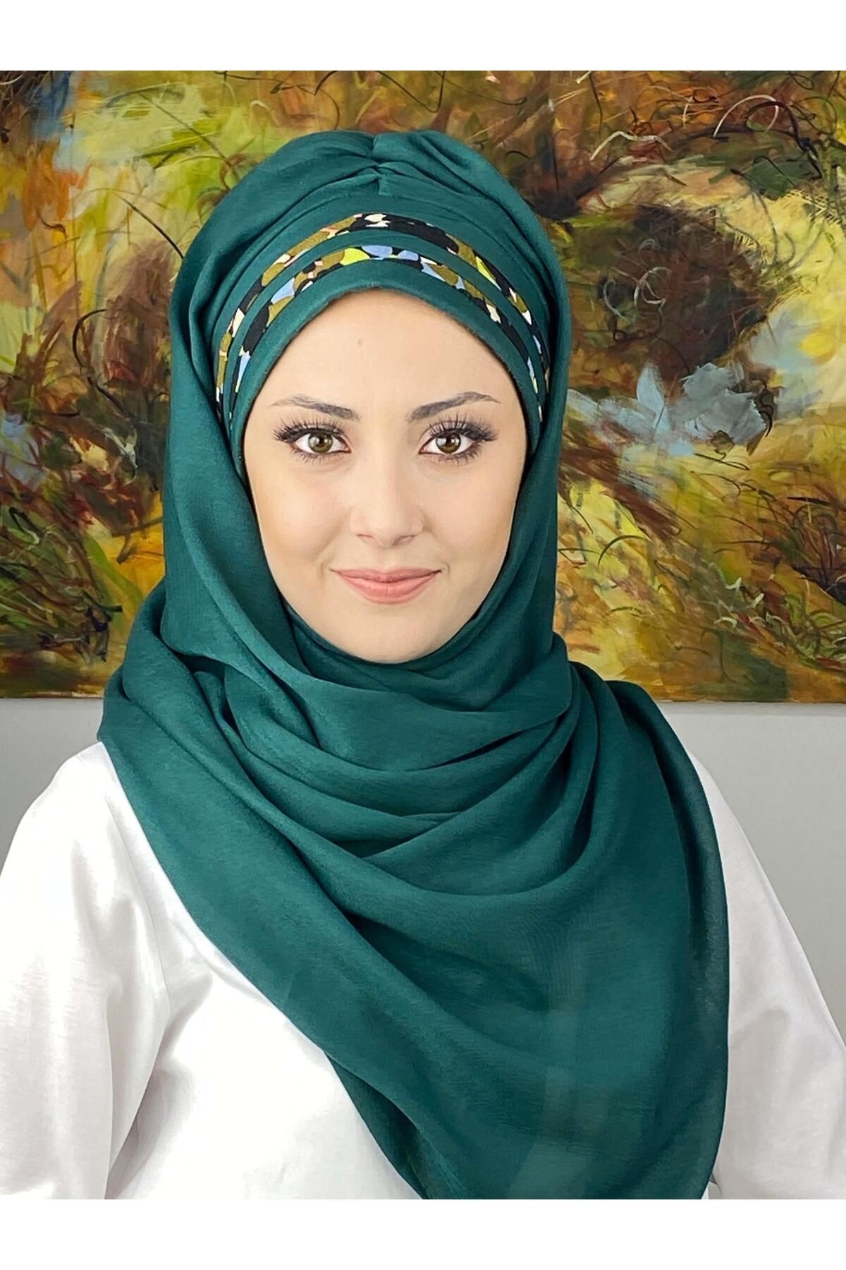 Topkapı Model Çapraz Drapeli Floral Desenli Hazır Şal