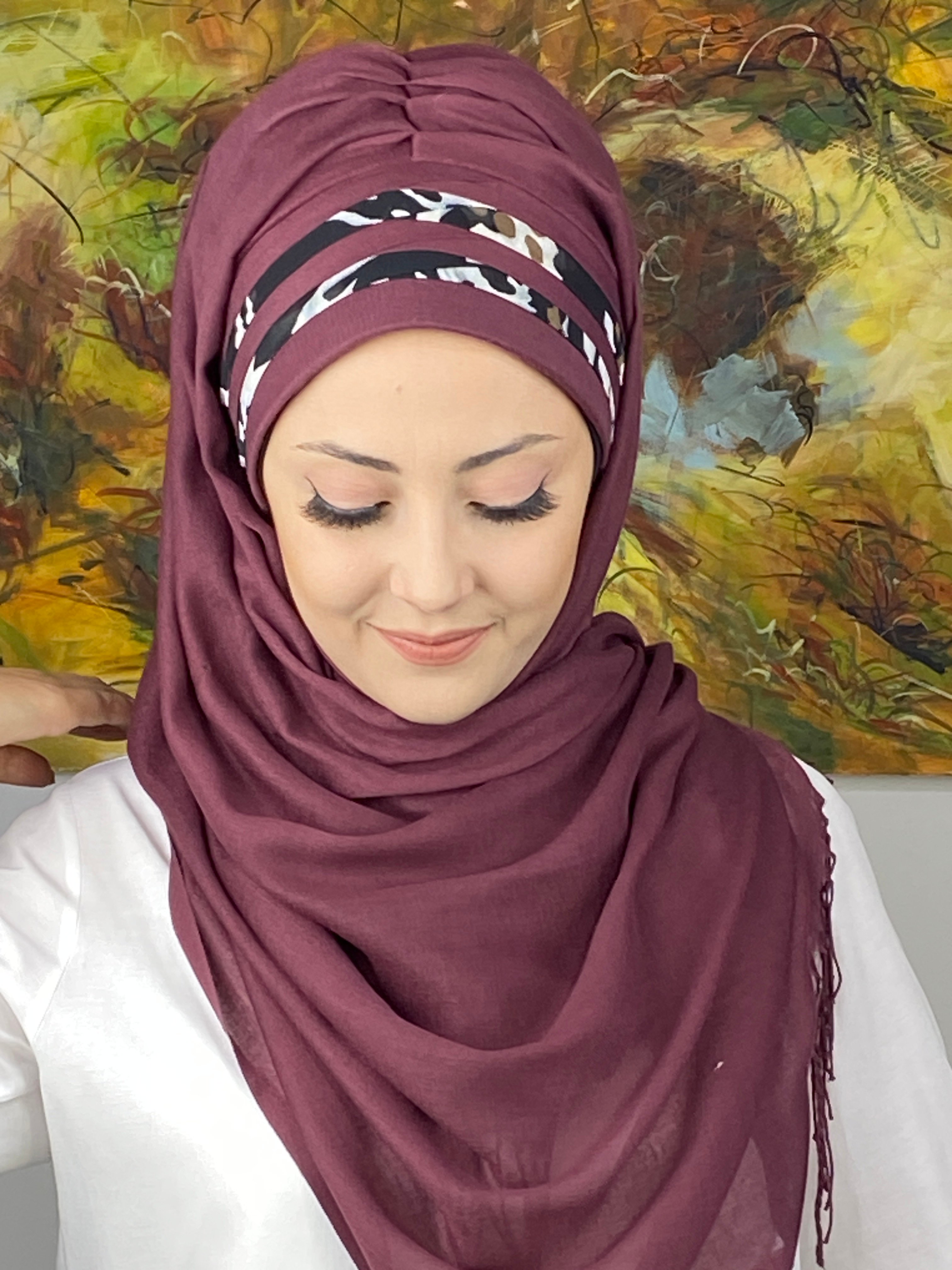 Topkapı Model Çapraz Drapeli Alaca Şeritli Desen Hazır Şal
