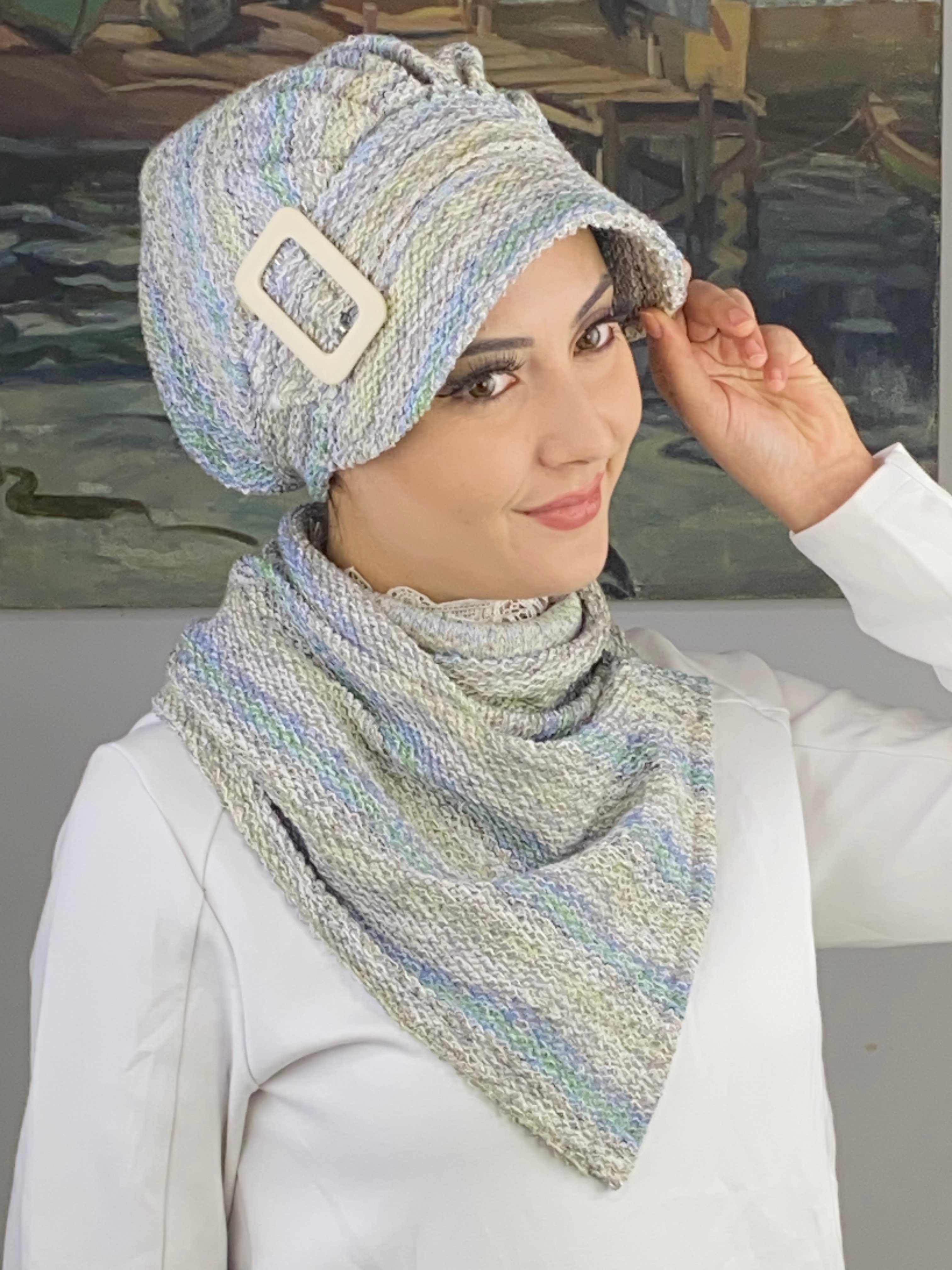 Sahra Model İkili Triko Şapka