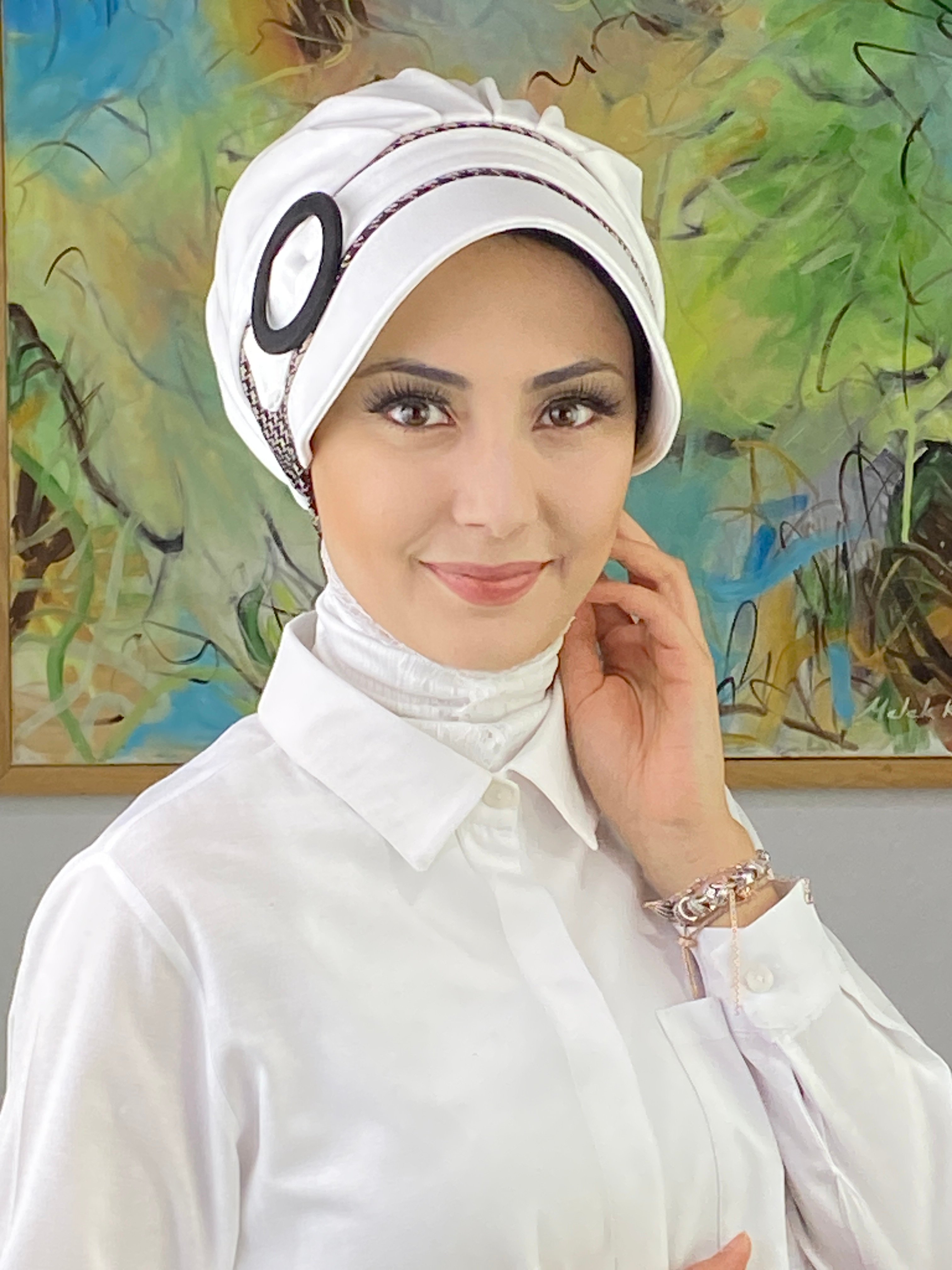 Nazlı Model Tokalı İri Sütlü Kahve Kazayaklı Tesettür Şapka