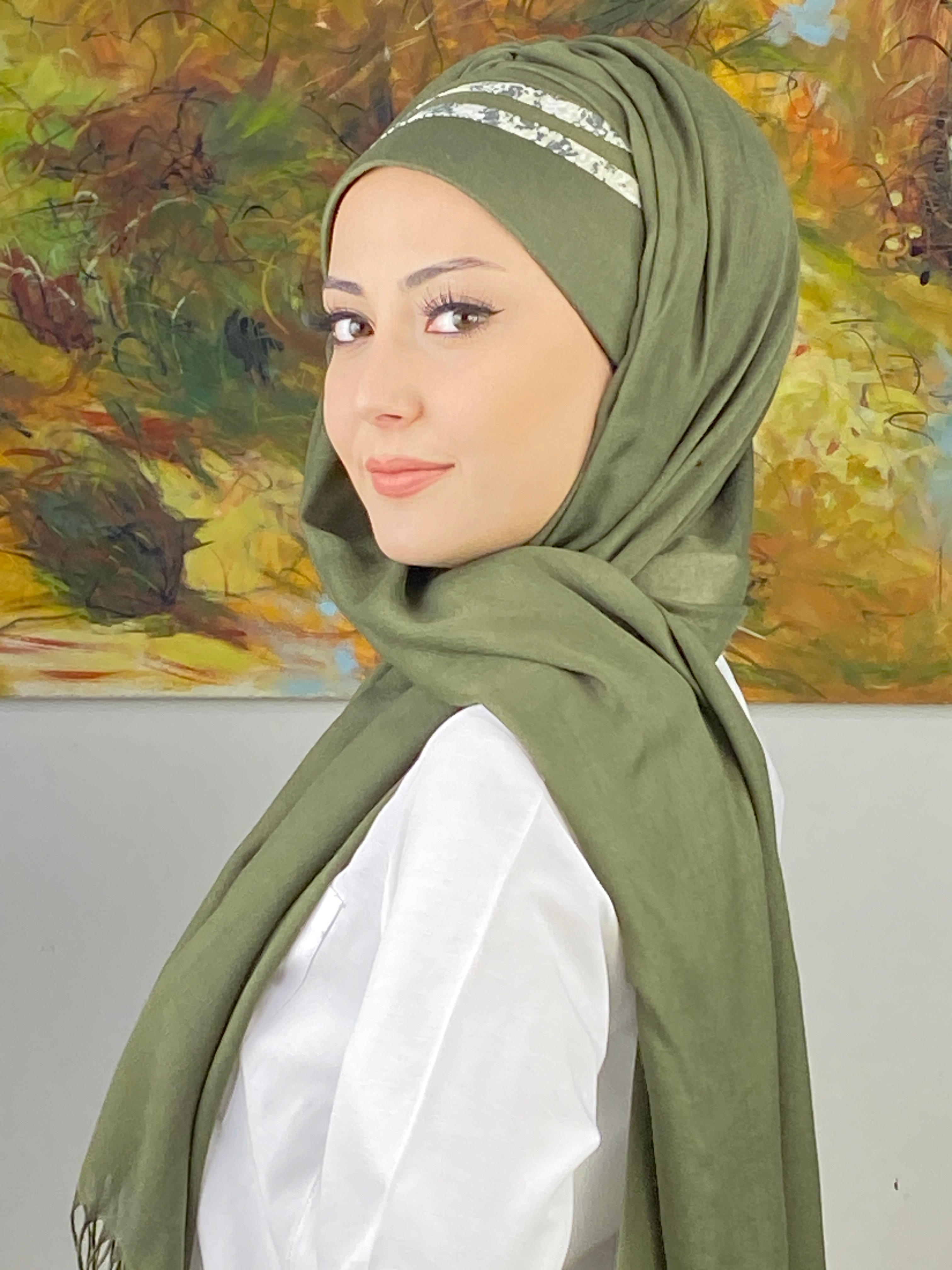  Saray Model Minik Puantiyeli Şeritli Hazır Şal