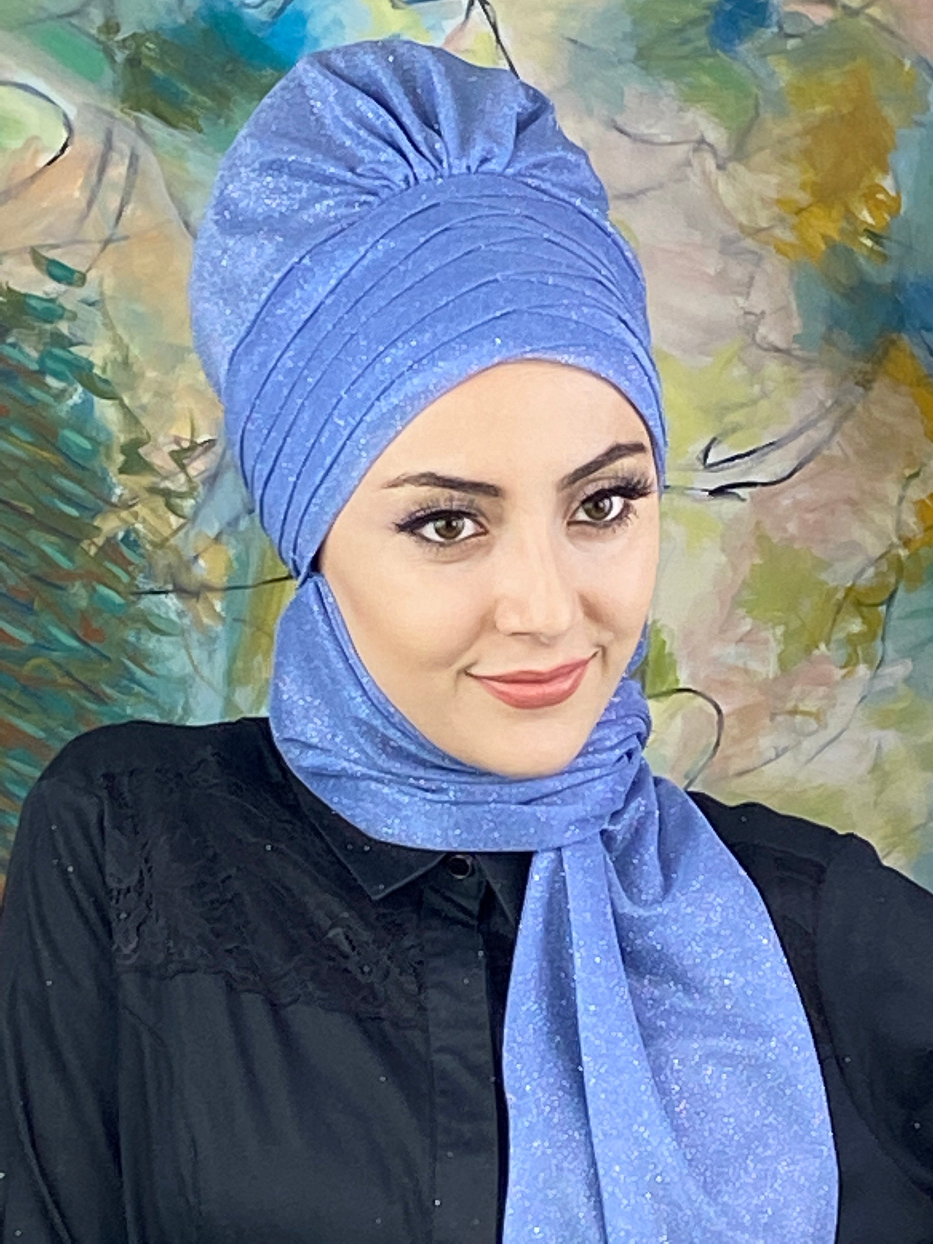 Simli Mavi Atkılı Abiye Bone