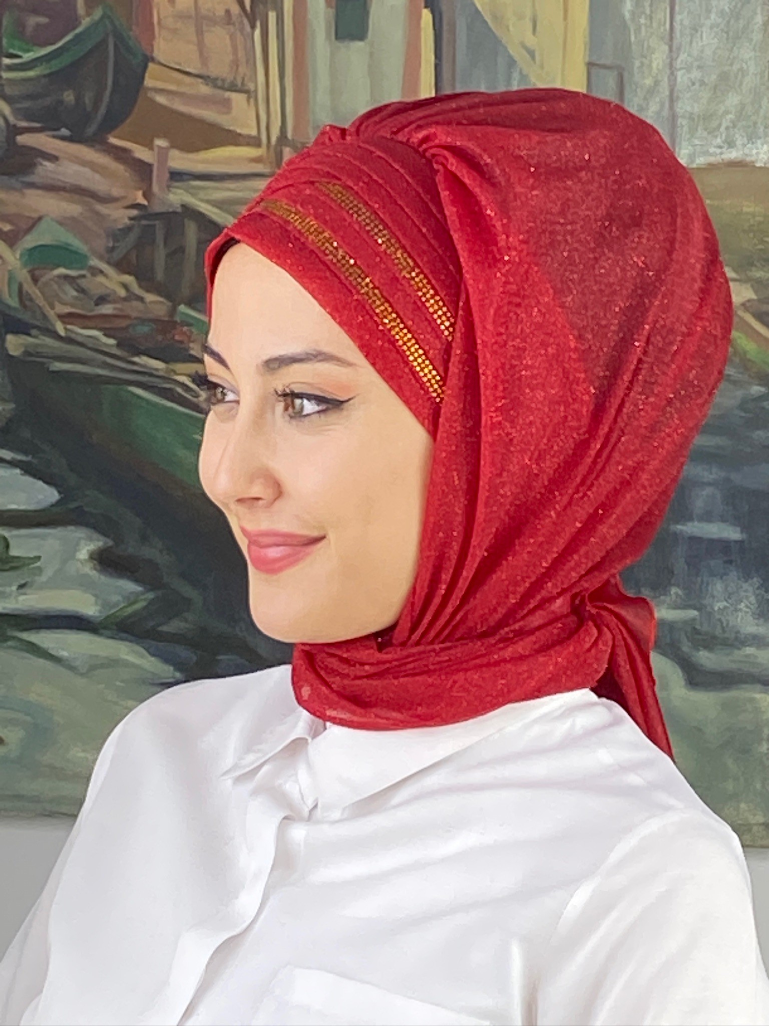 FRANSIZ CAPRAZ DRAPE DETAYLI ABİYE ŞAL