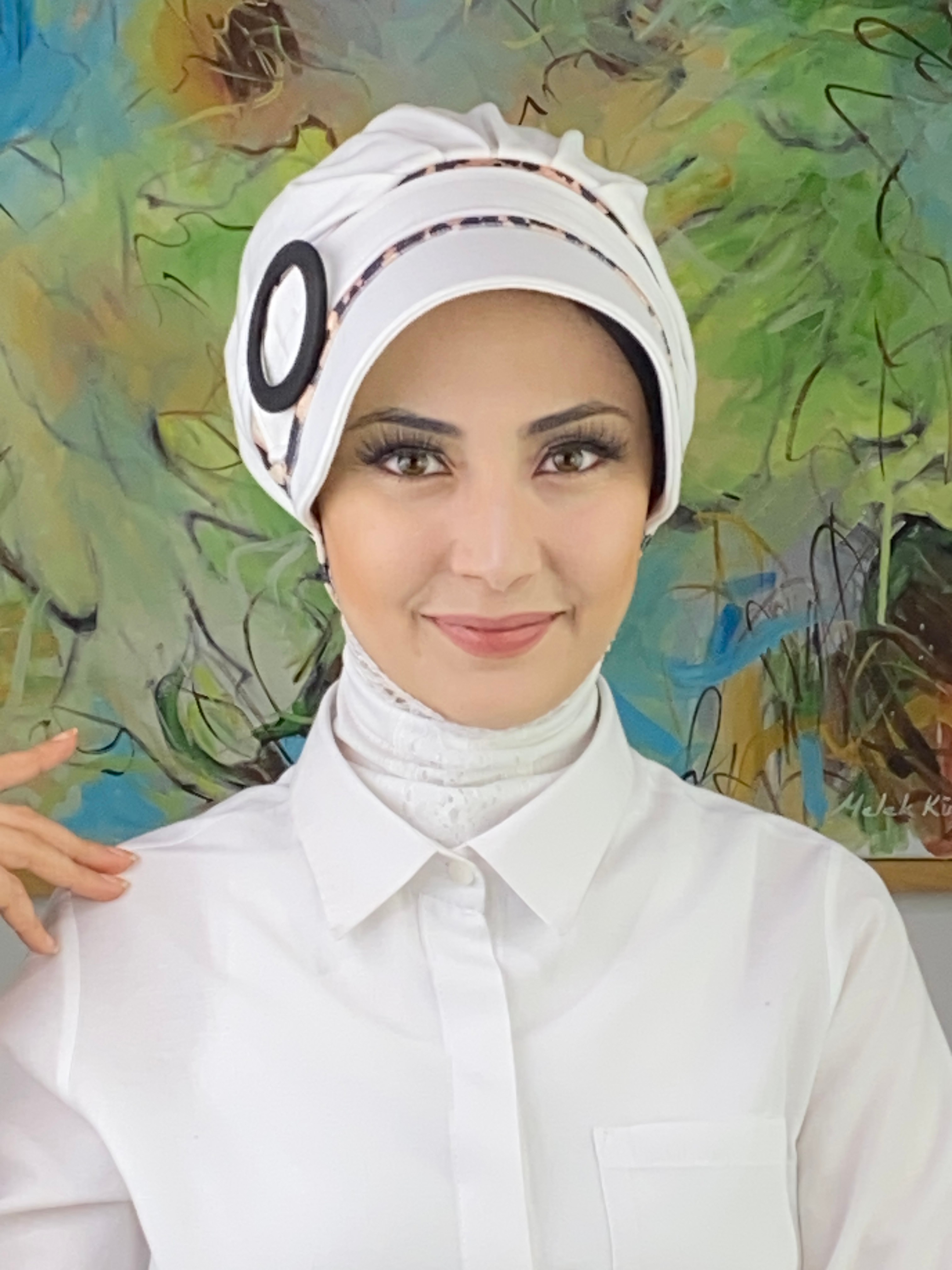 Nazlı Model Tokalı İri Leoparlı Tesettür Şapka