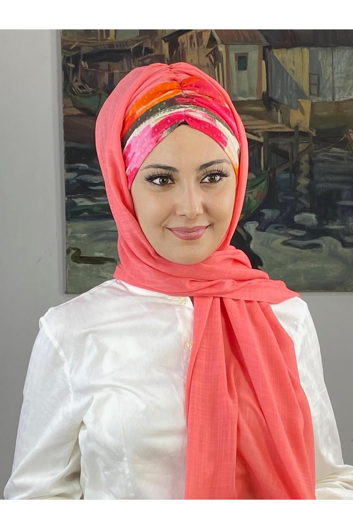 PEMBE PEMBE CİZGİ BÜZGÜLÜ ŞAL