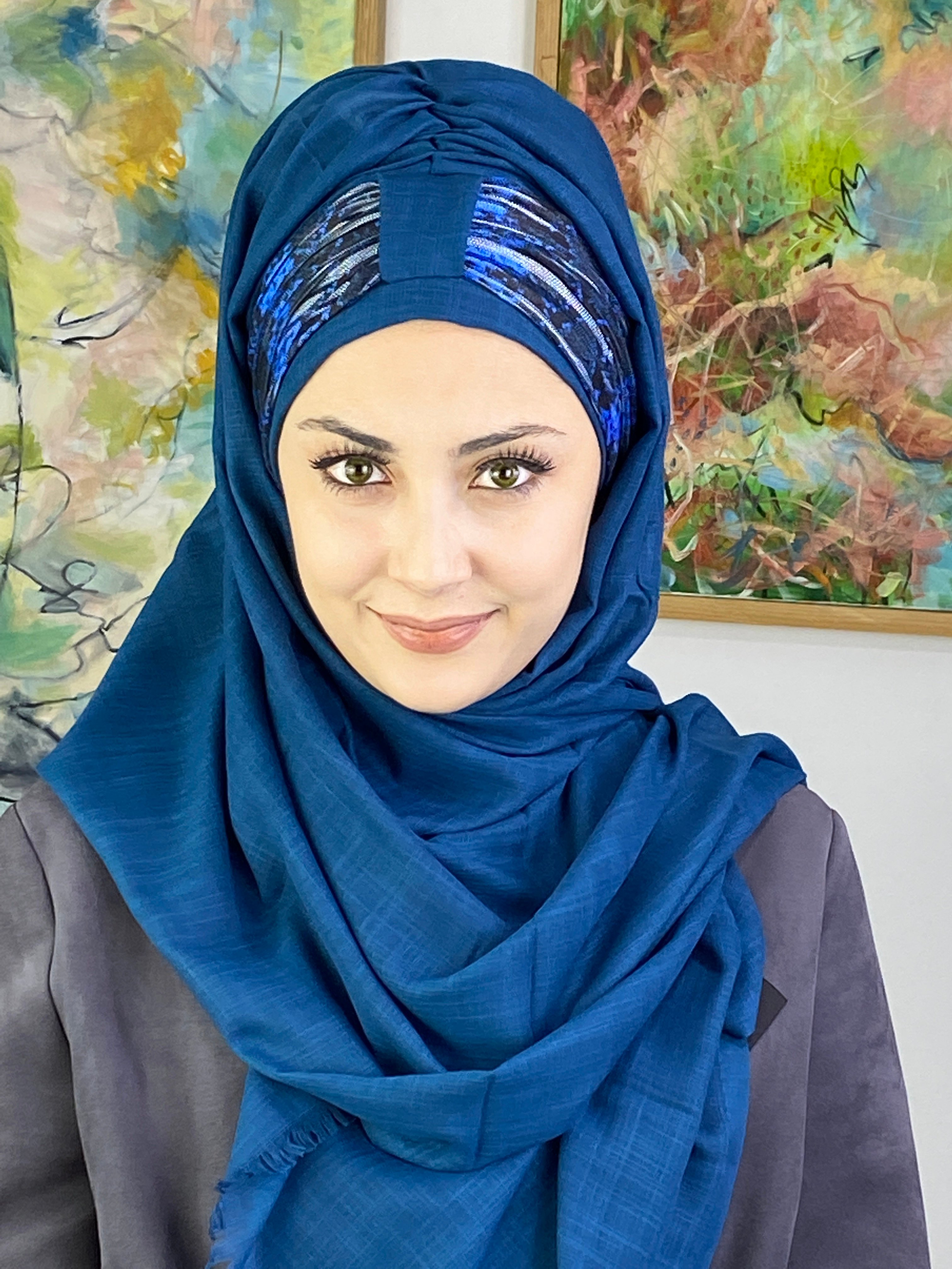 Tek Biritli Hazır Şal - koyu mavi