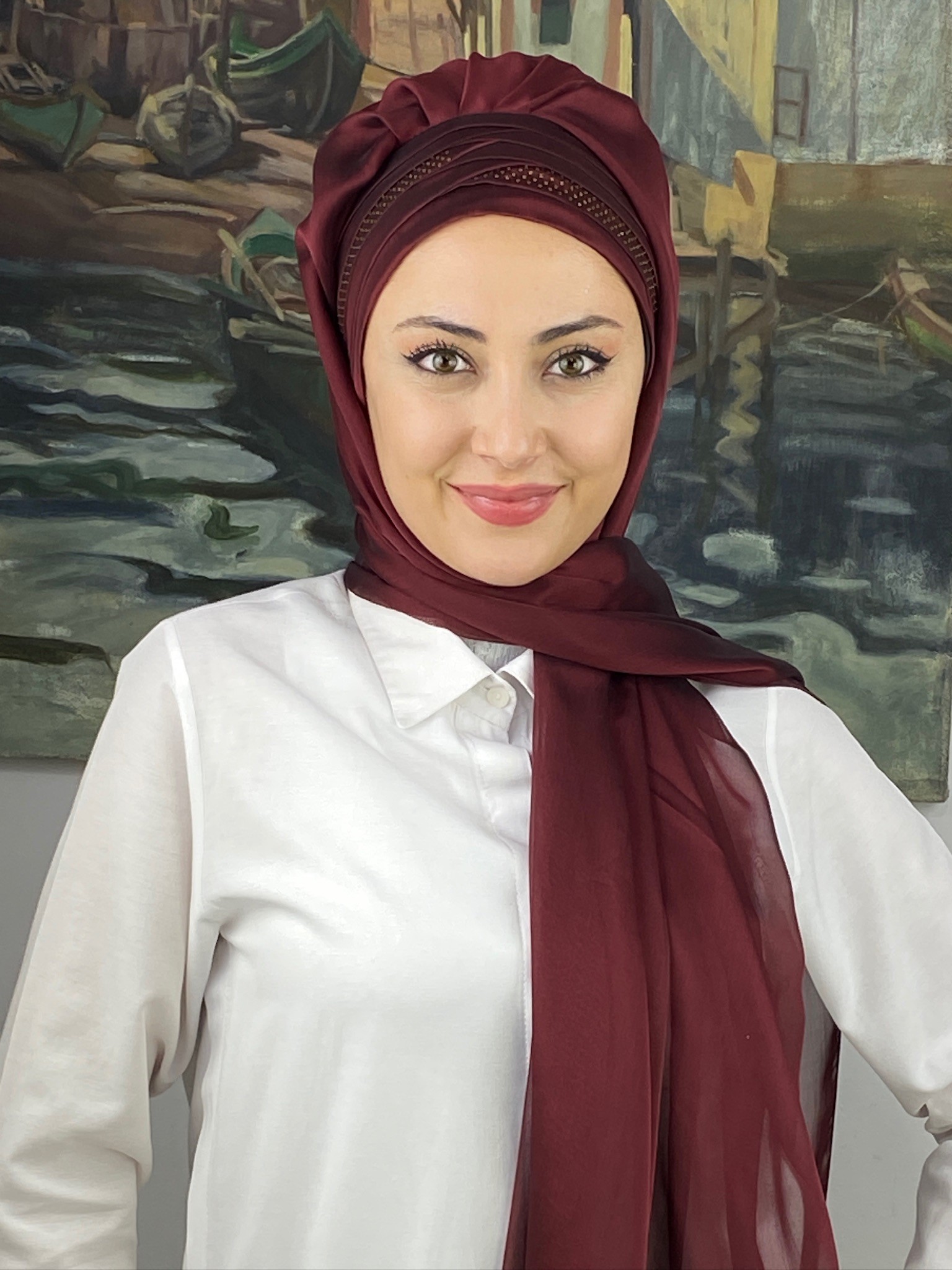 FRANSIZ CAPRAZ DRAPE DETAYLI ABİYE ŞAL