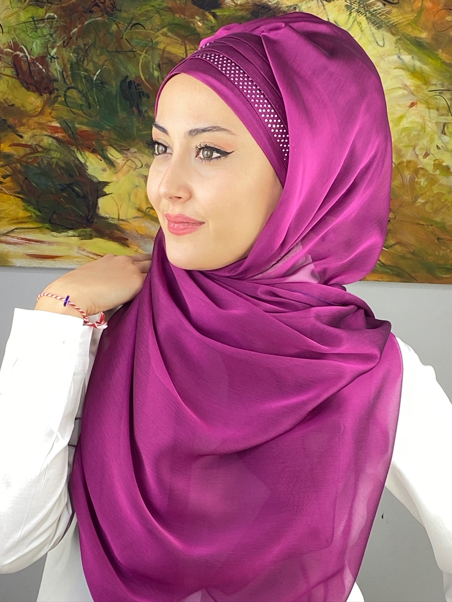 FRANSIZ CAPRAZ DRAPE DETAYLI ABİYE ŞAL