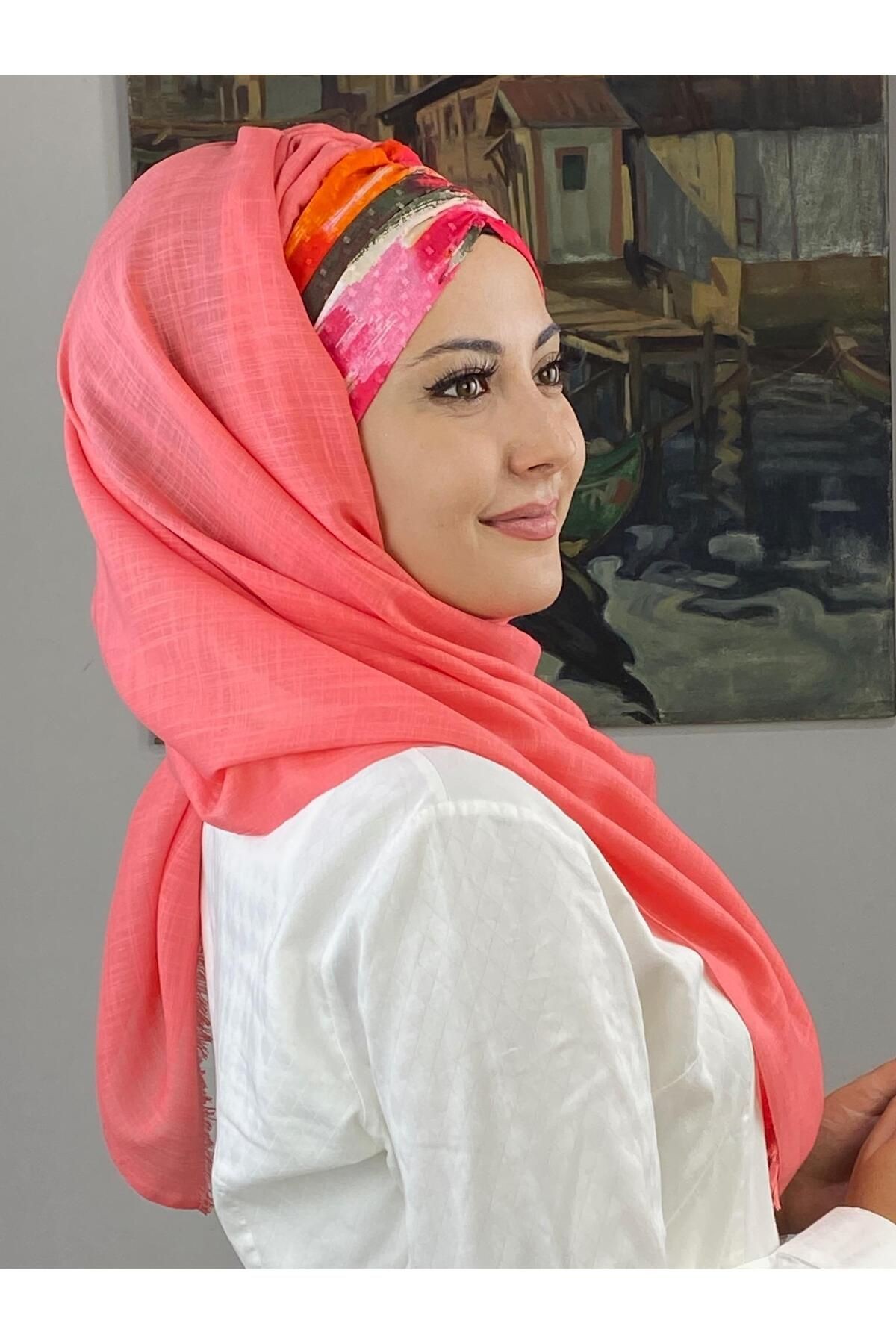 PEMBE PEMBE CİZGİ BÜZGÜLÜ ŞAL