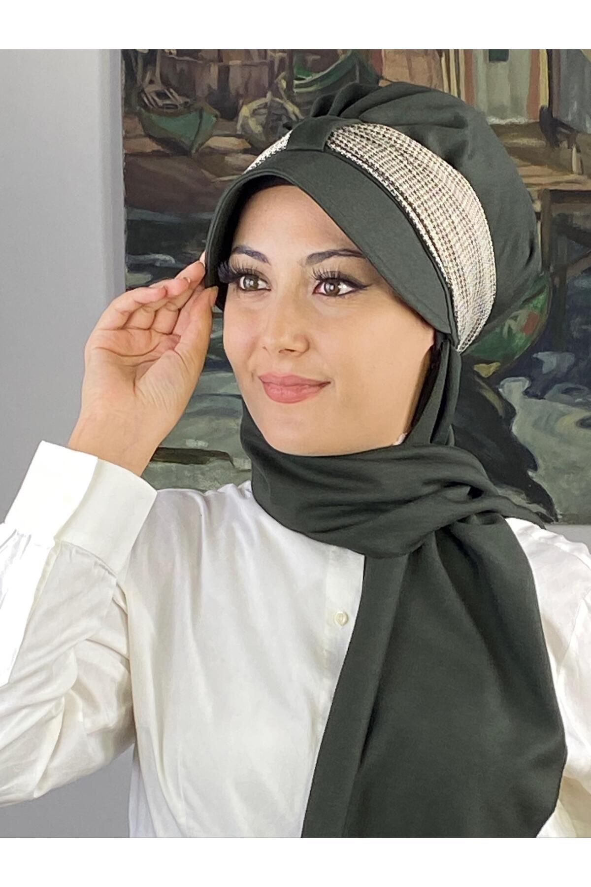 SULTAN MODEL HAKİ YEŞİLİBİRİTLİ ATKILI ŞAPKA