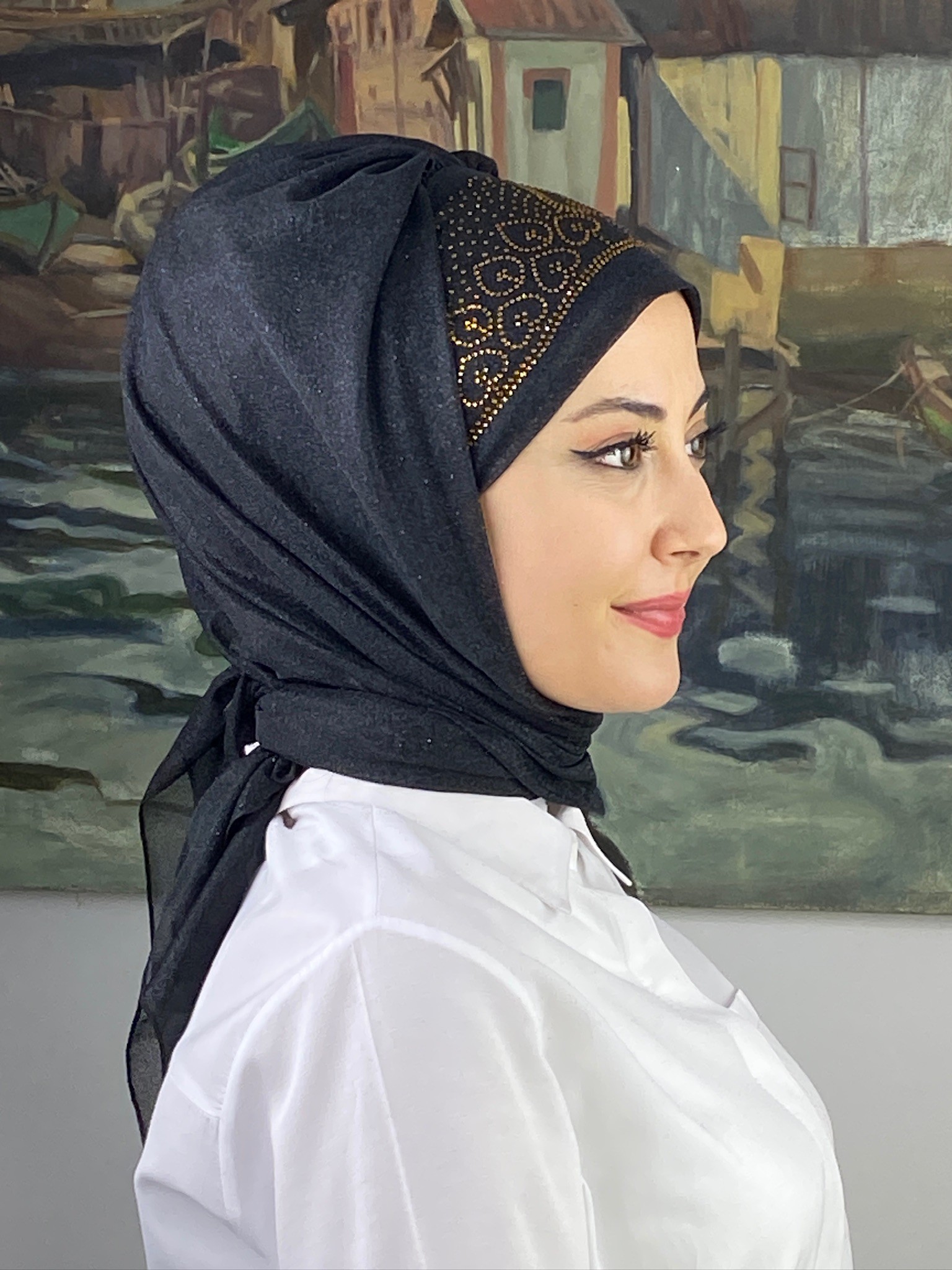 FRANSIZ CAPRAZ DRAPE DETAYLI ABİYE ŞAL