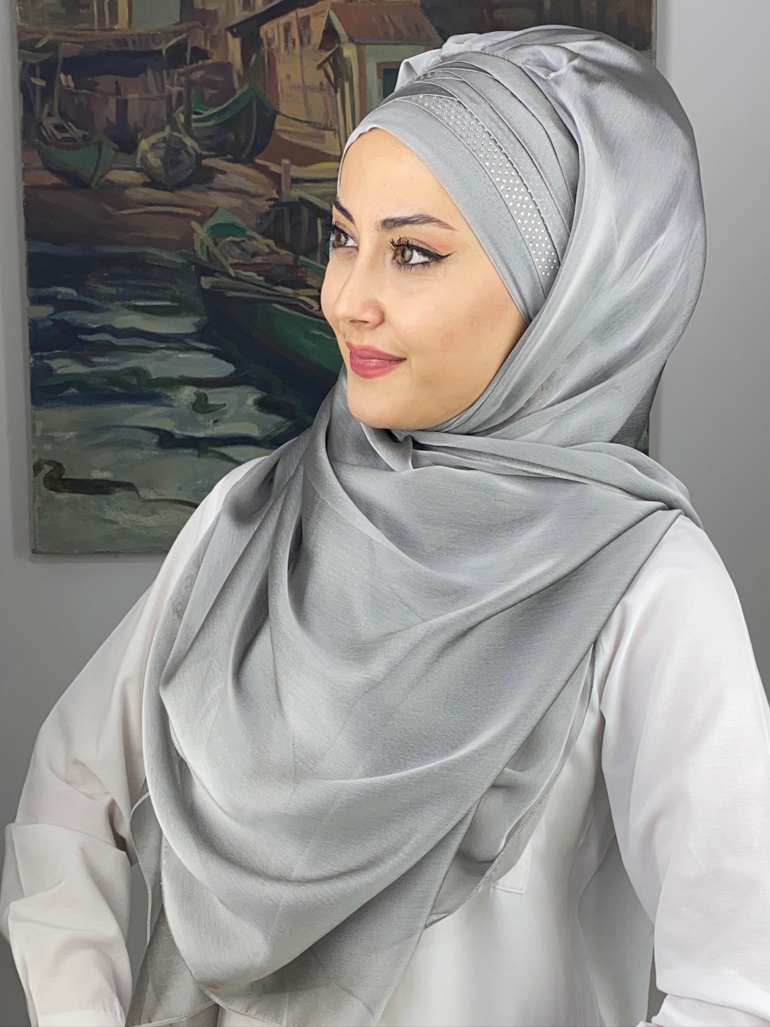 FRANSIZ CAPRAZ DRAPE DETAYLI ABİYE ŞAL