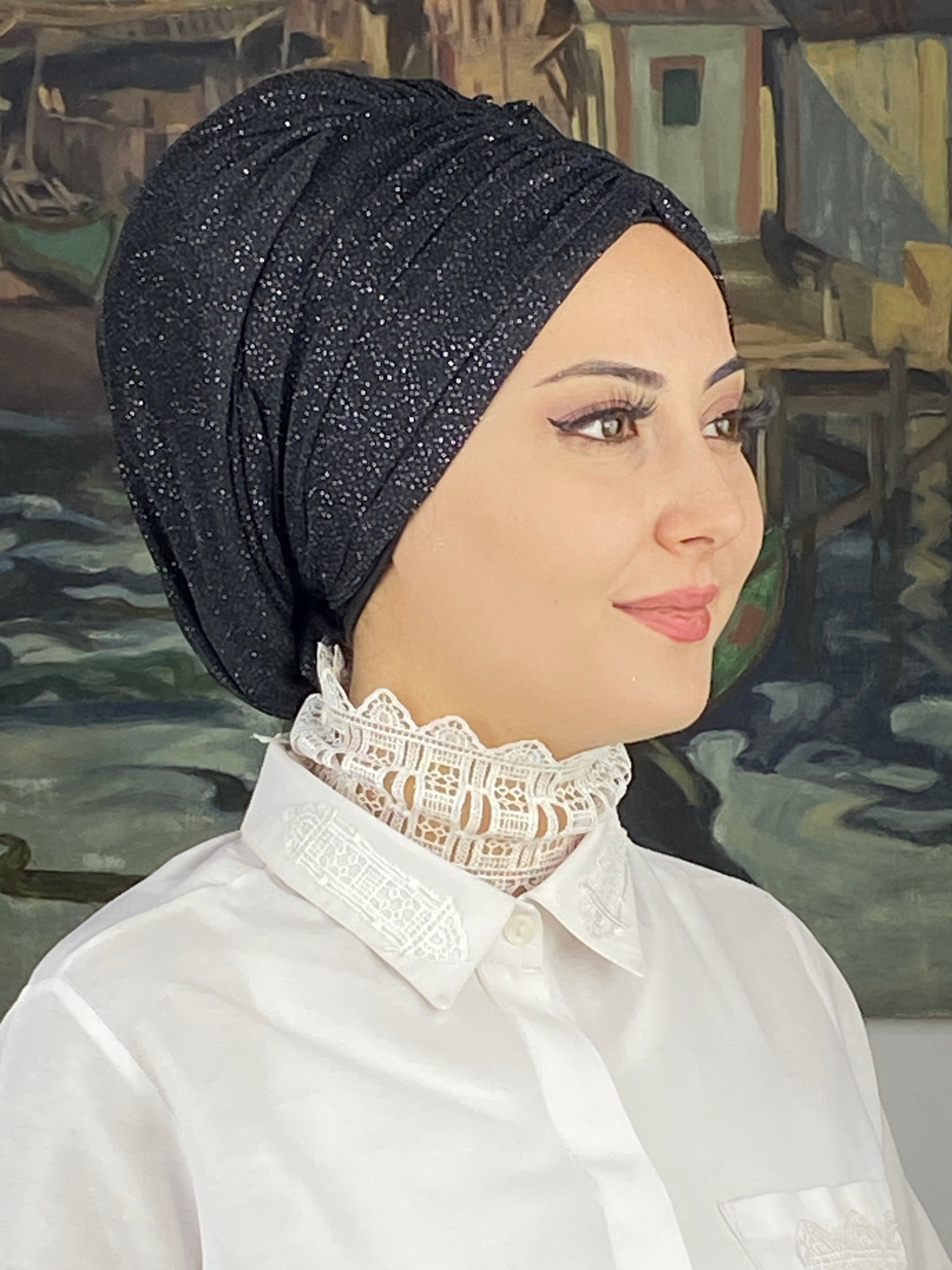 Trend Abiye Büzgülü Bone Şal