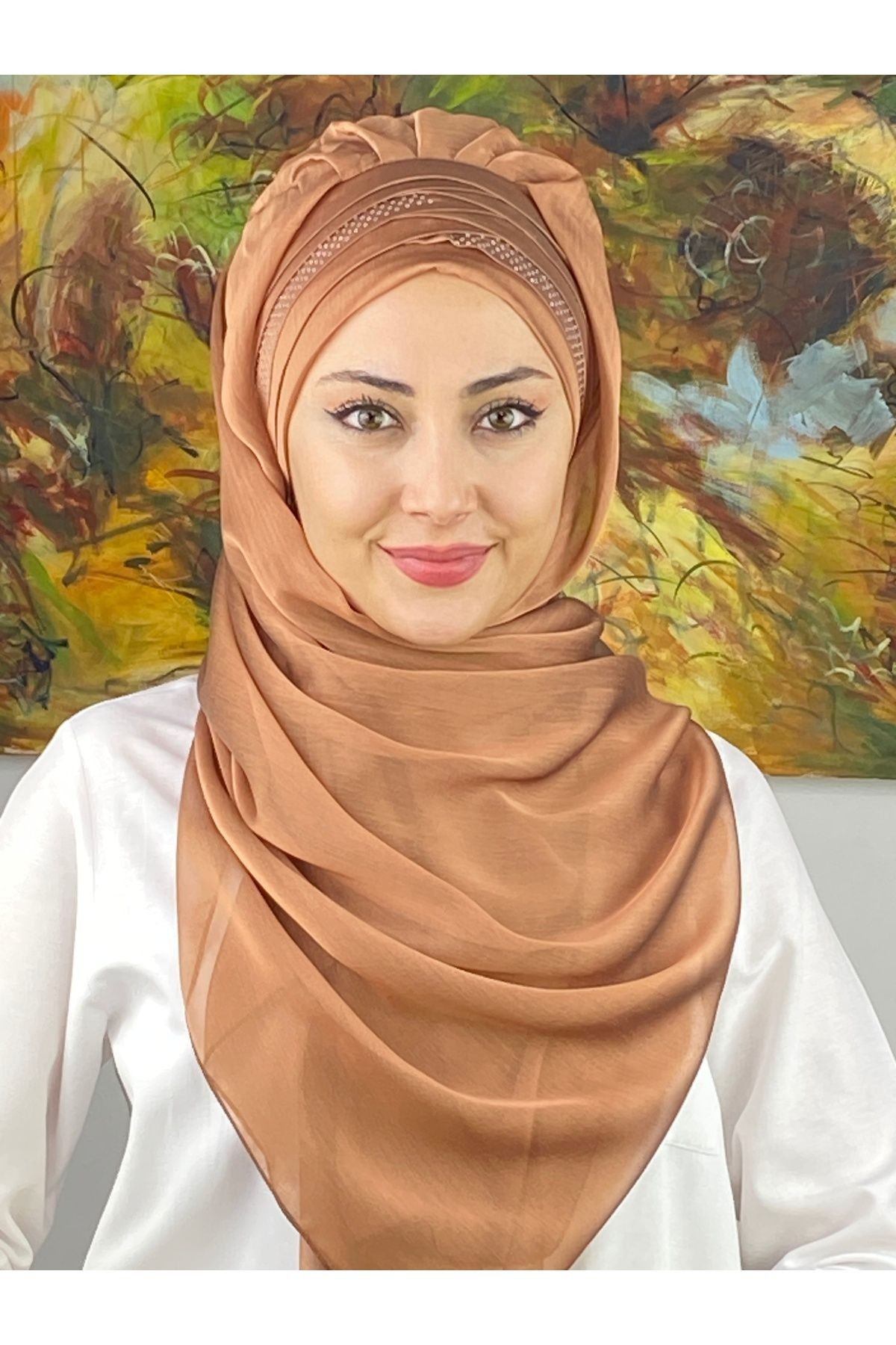 Mihrimah Çapraz Drapeli Fransız Şifon Hazır Şal