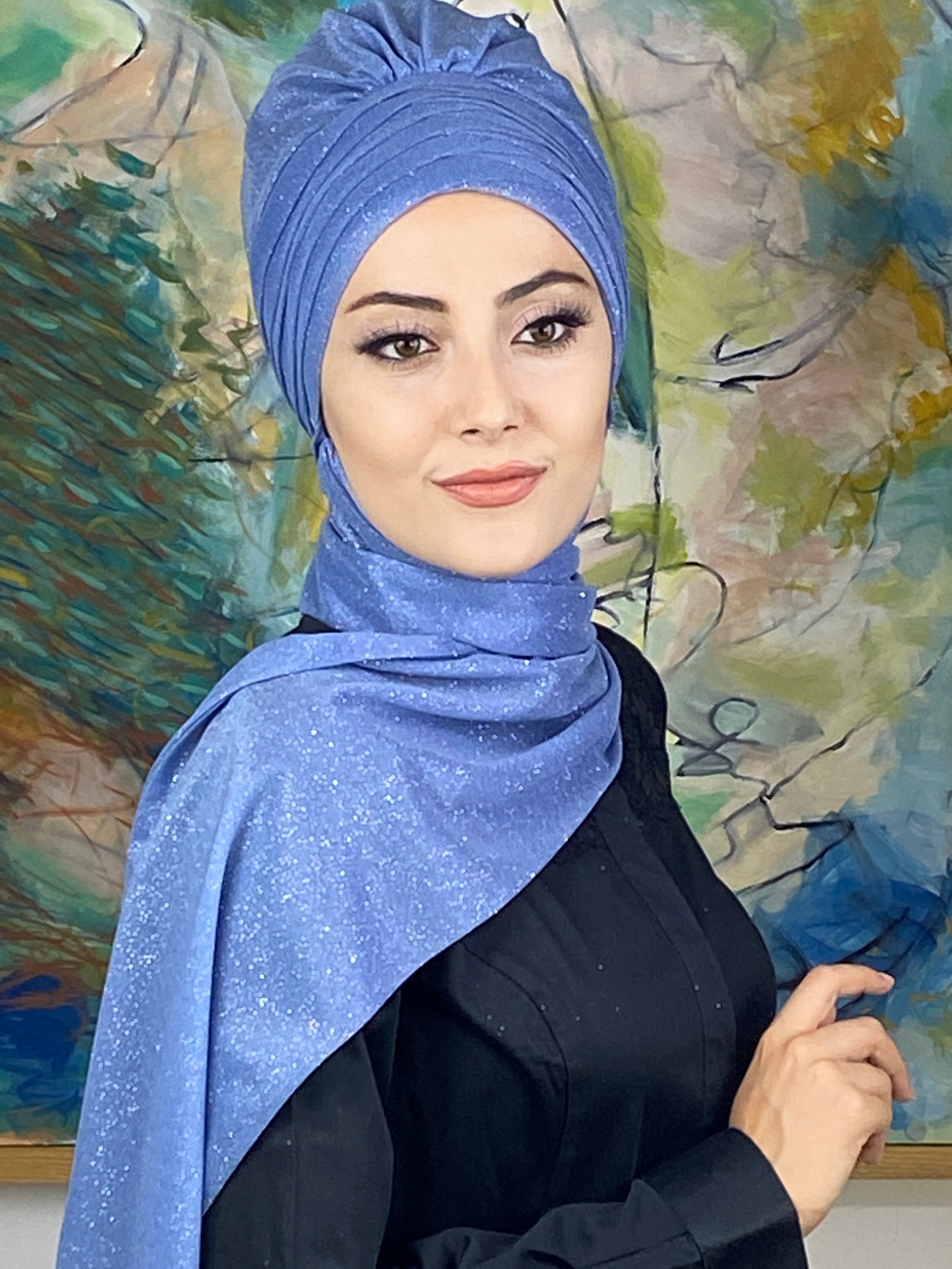 Simli Mavi Atkılı Abiye Bone