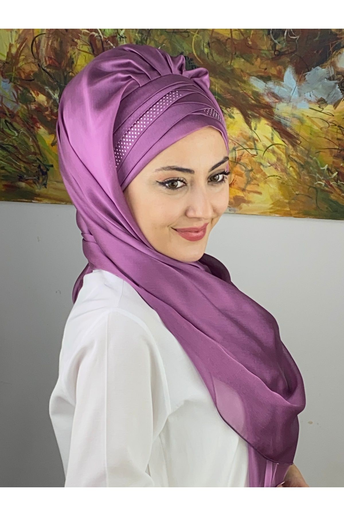 Mihrimah Çapraz Drapeli Fransız Şifon Hazır Şal