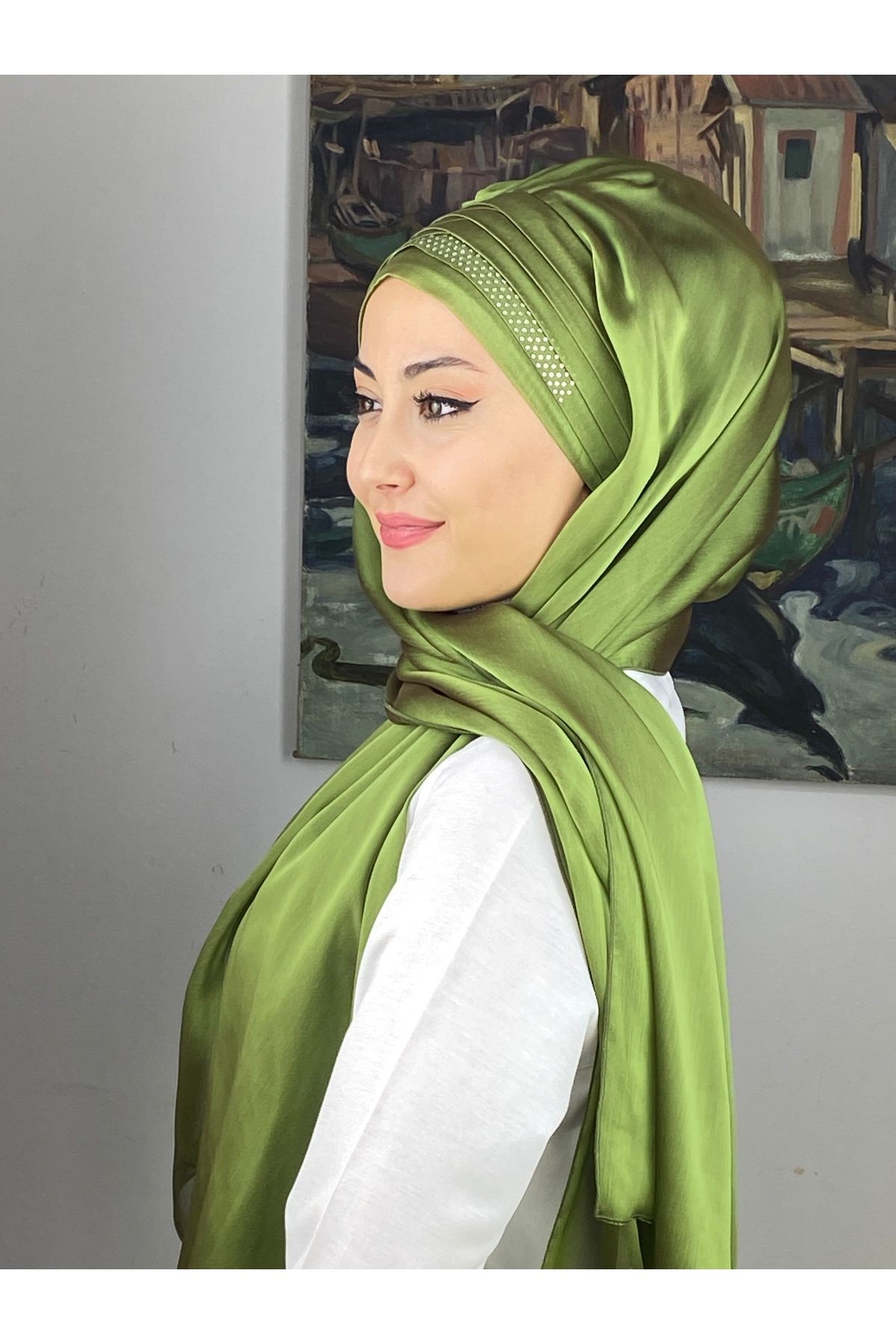 Mihrimah Çapraz Drapeli Fransız Şifon Hazır Şal