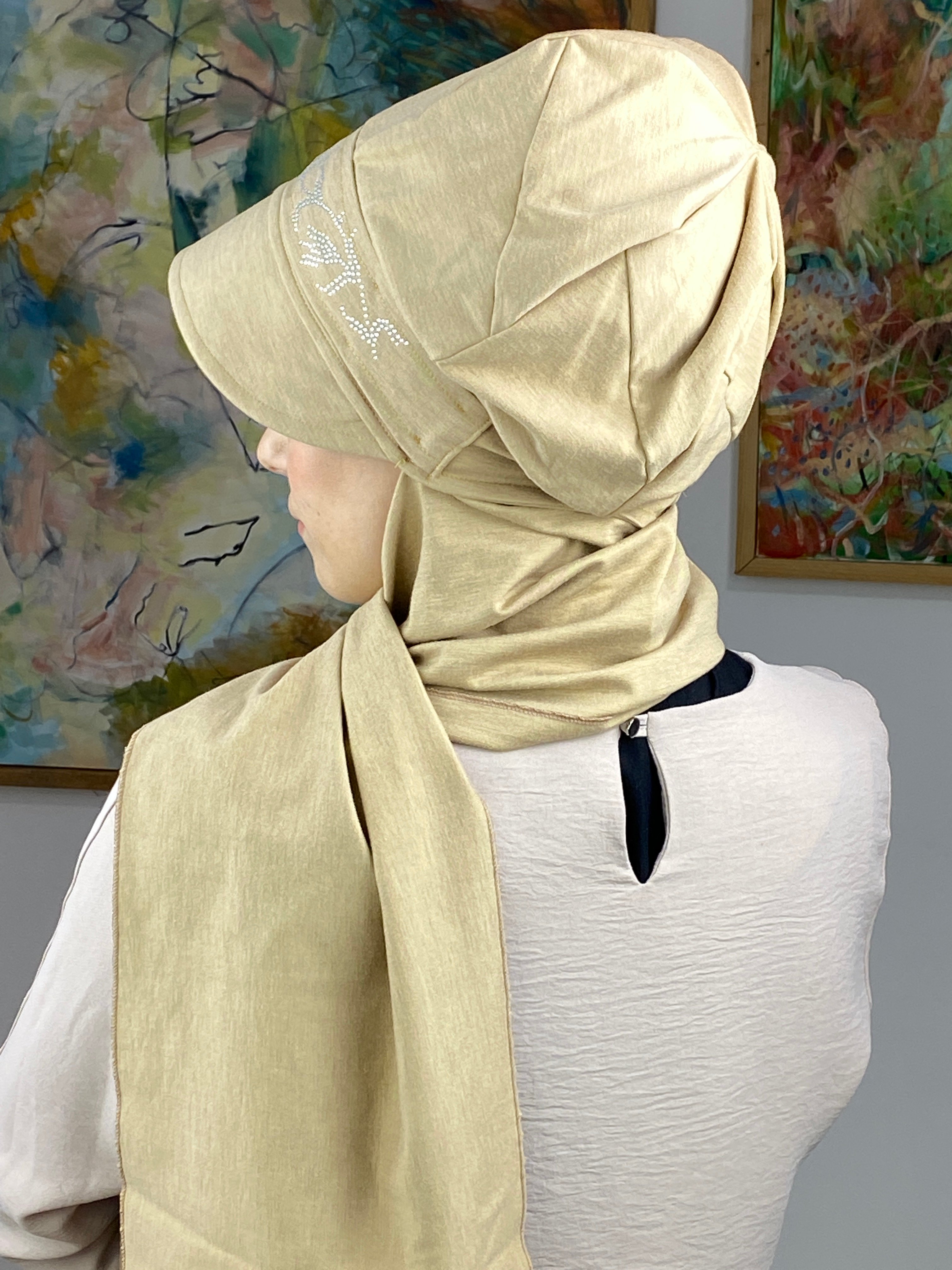 Taşlı Model Atkılı Şapka  - devetüyü