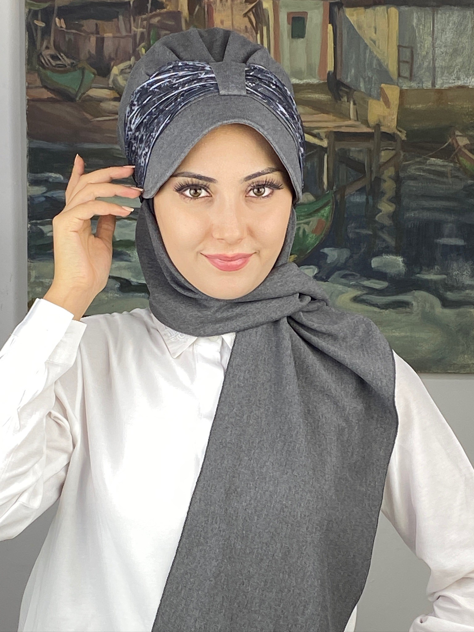 TEK BİRİTLİ ŞAPKA ŞAL
