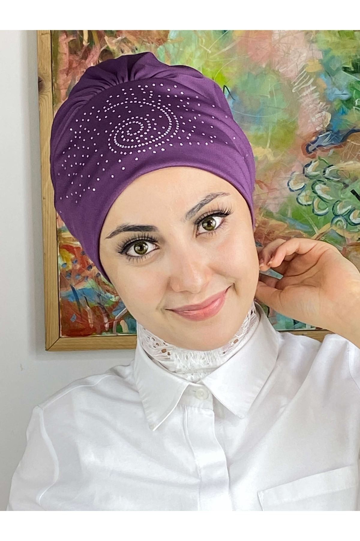 Helezon Taşlı Açık Mor Bone