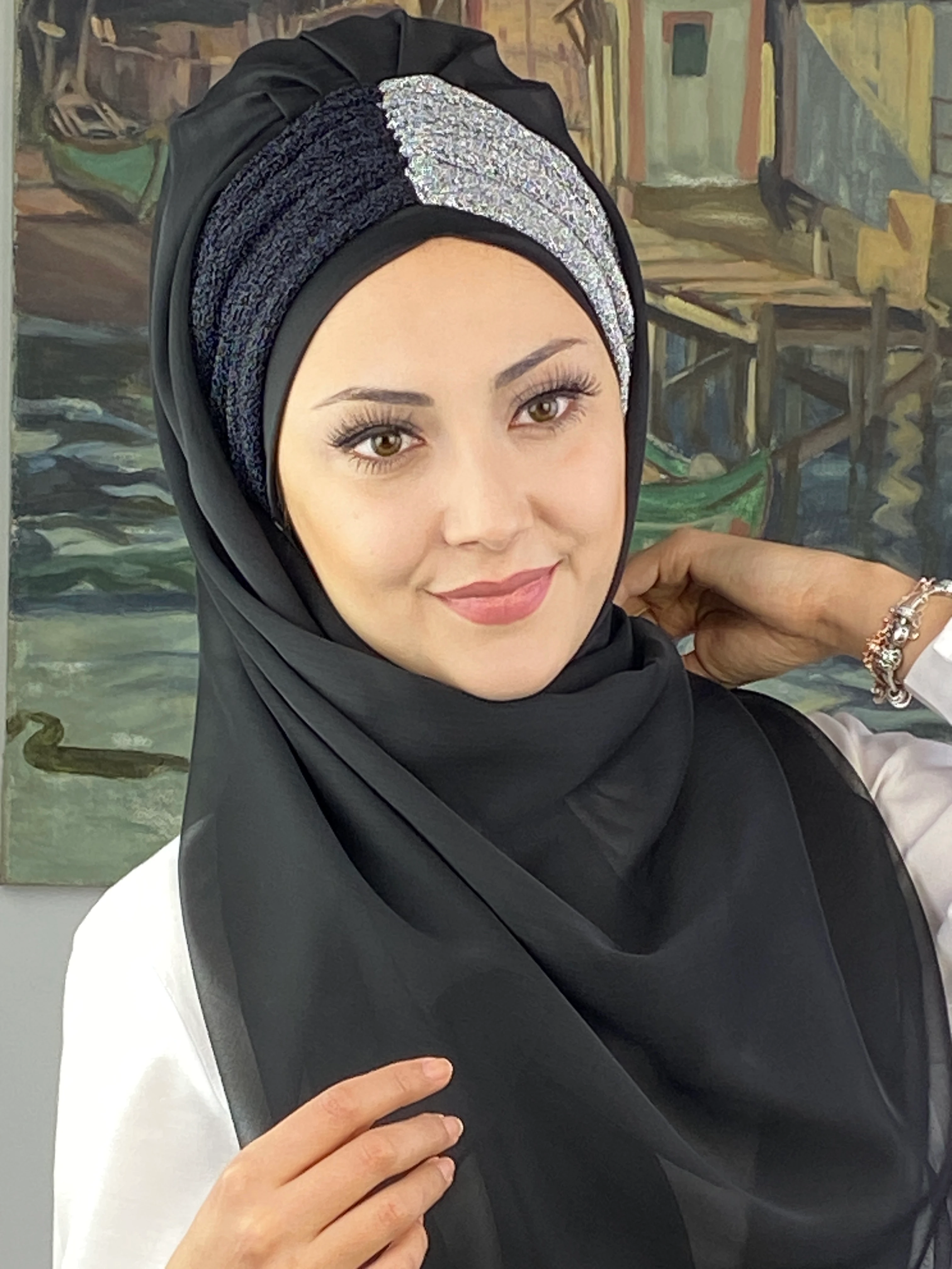 Sultan Büzgülü Oskar Fransız Şifon Hazır Şal