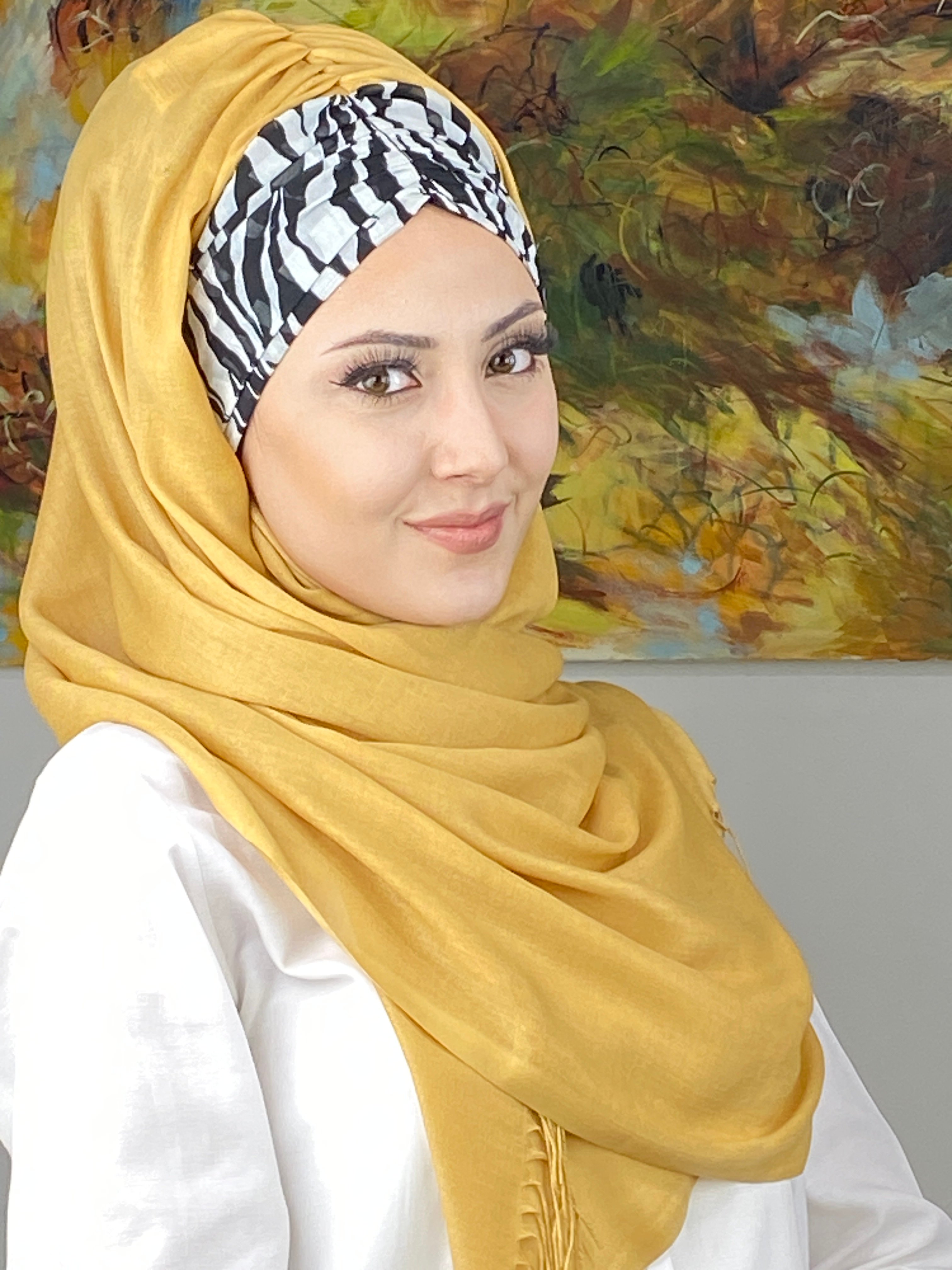 Zebra Desenli Büzgülü Hazır Şal
