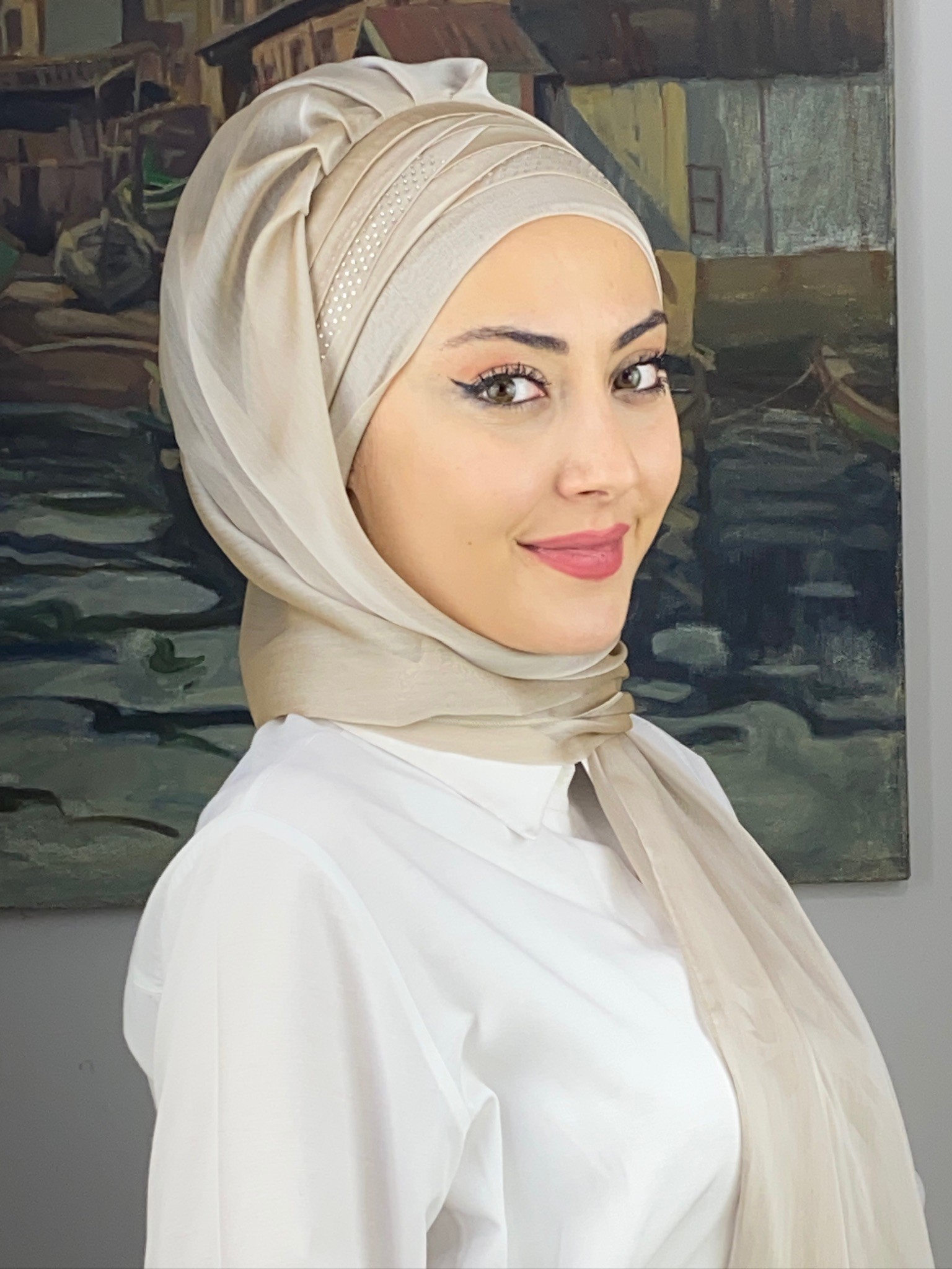 FRANSIZ CAPRAZ DRAPE DETAYLI ABİYE ŞAL