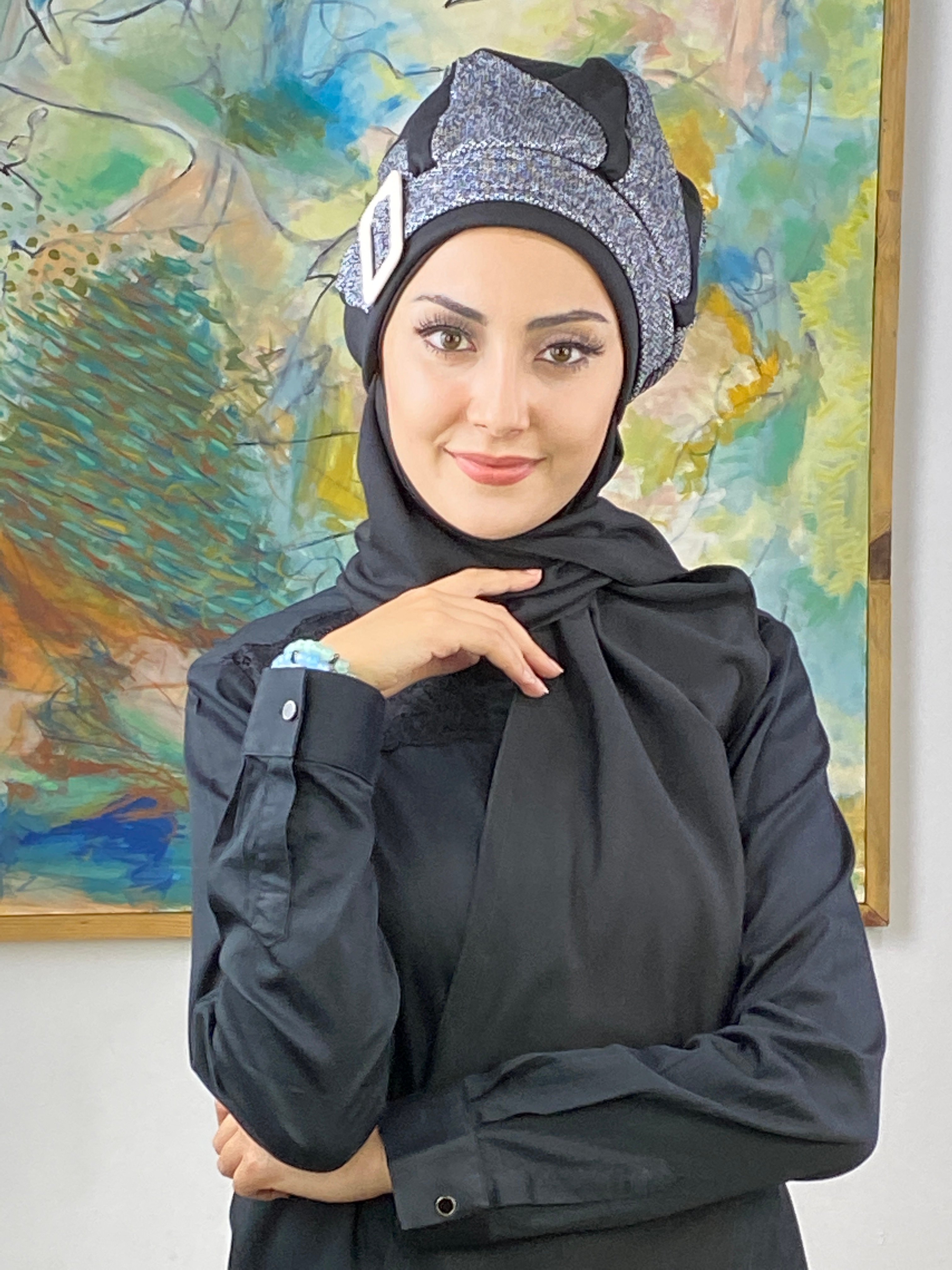 Kırçıklı Tesettür Bere - siyah