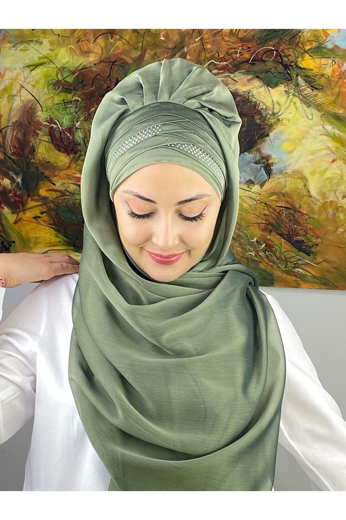 Mihrimah Çapraz Drapeli Fransız Şifon Hazır Şal