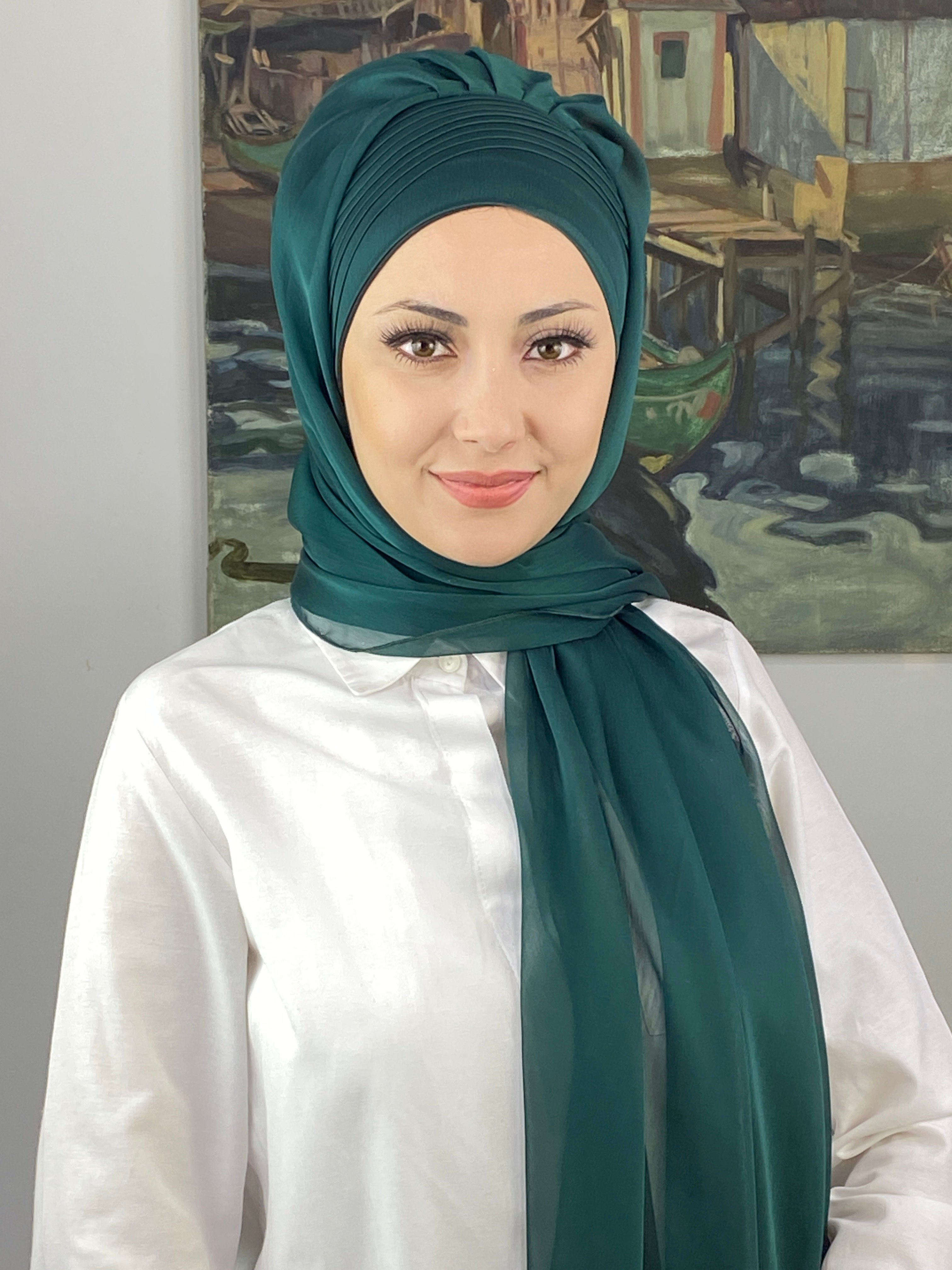 Saray Model Yan Drapeli Fransız Şifon Hazır Şal