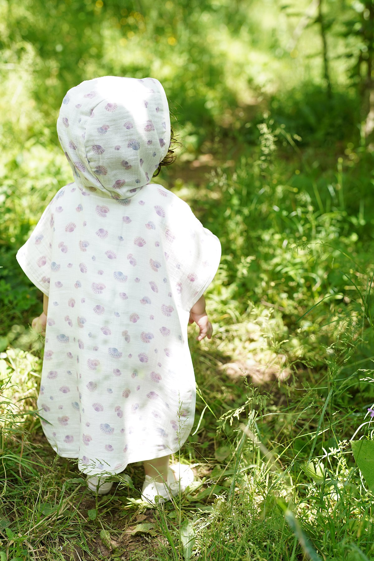Organik %100 Pamuk Müslin Kapşonlu Plaj Çocuk Bebek Panço Bornoz Banyo Havlu