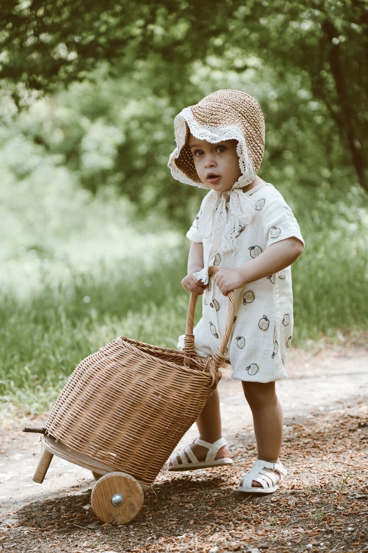 Organik %100 Pamuk Elma Desenli Müslin Bebek Çocuk Tulumu