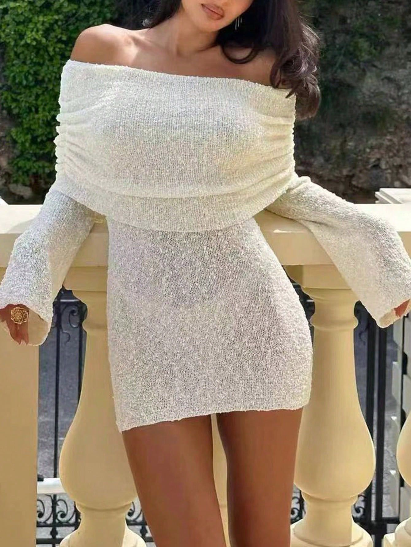 Yoopi Knit Elbise - BEYAZ