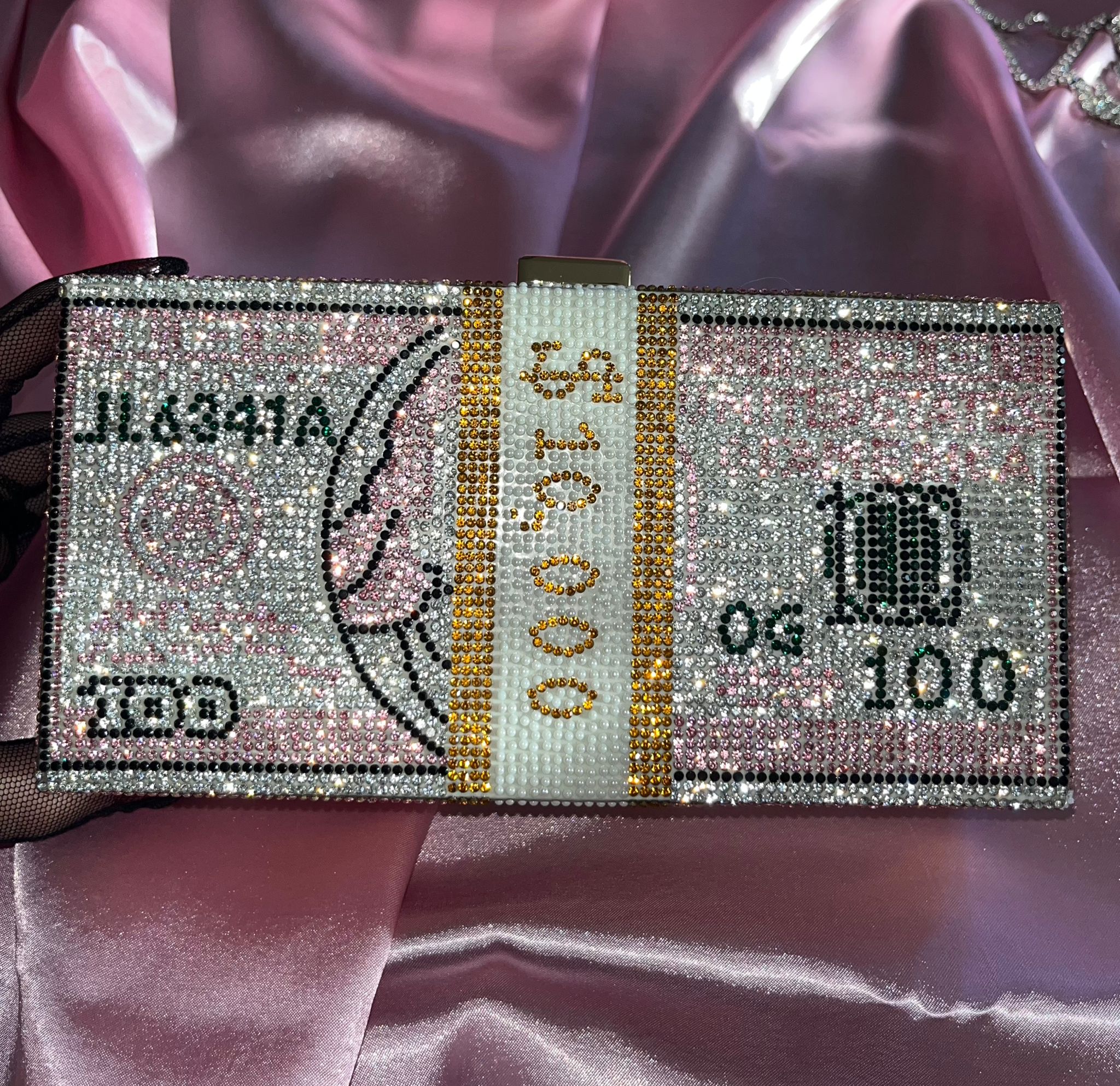 Premium Crystal Dolar Luxury Çanta - PEMBE