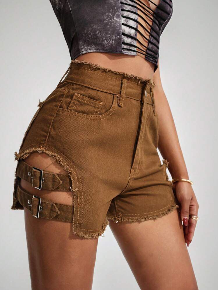 Noeva Denim Şort - KAHVERENGİ