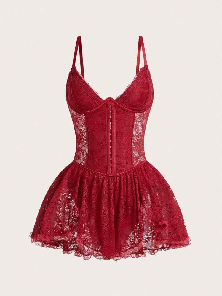 Pray Corset Elbise - BORDO