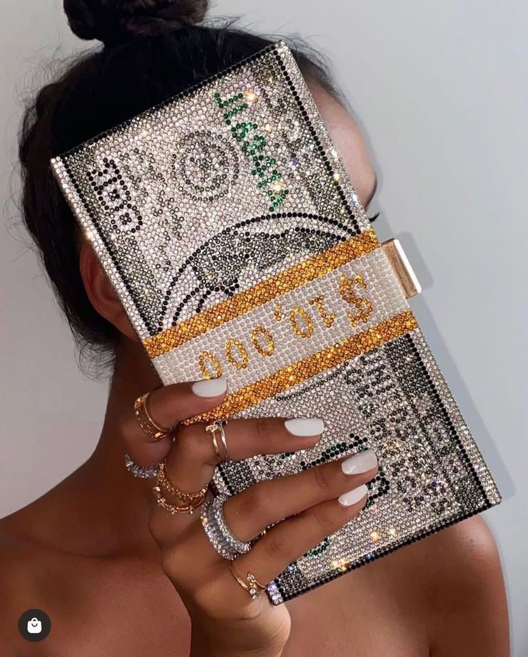 Premium Crystal Dolar Luxury Çanta - SİYAH