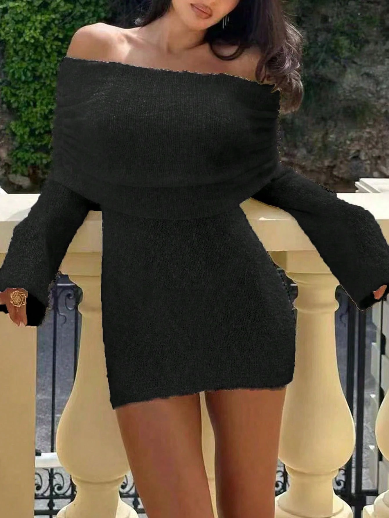 Yoopi Knit Elbise - SİYAH