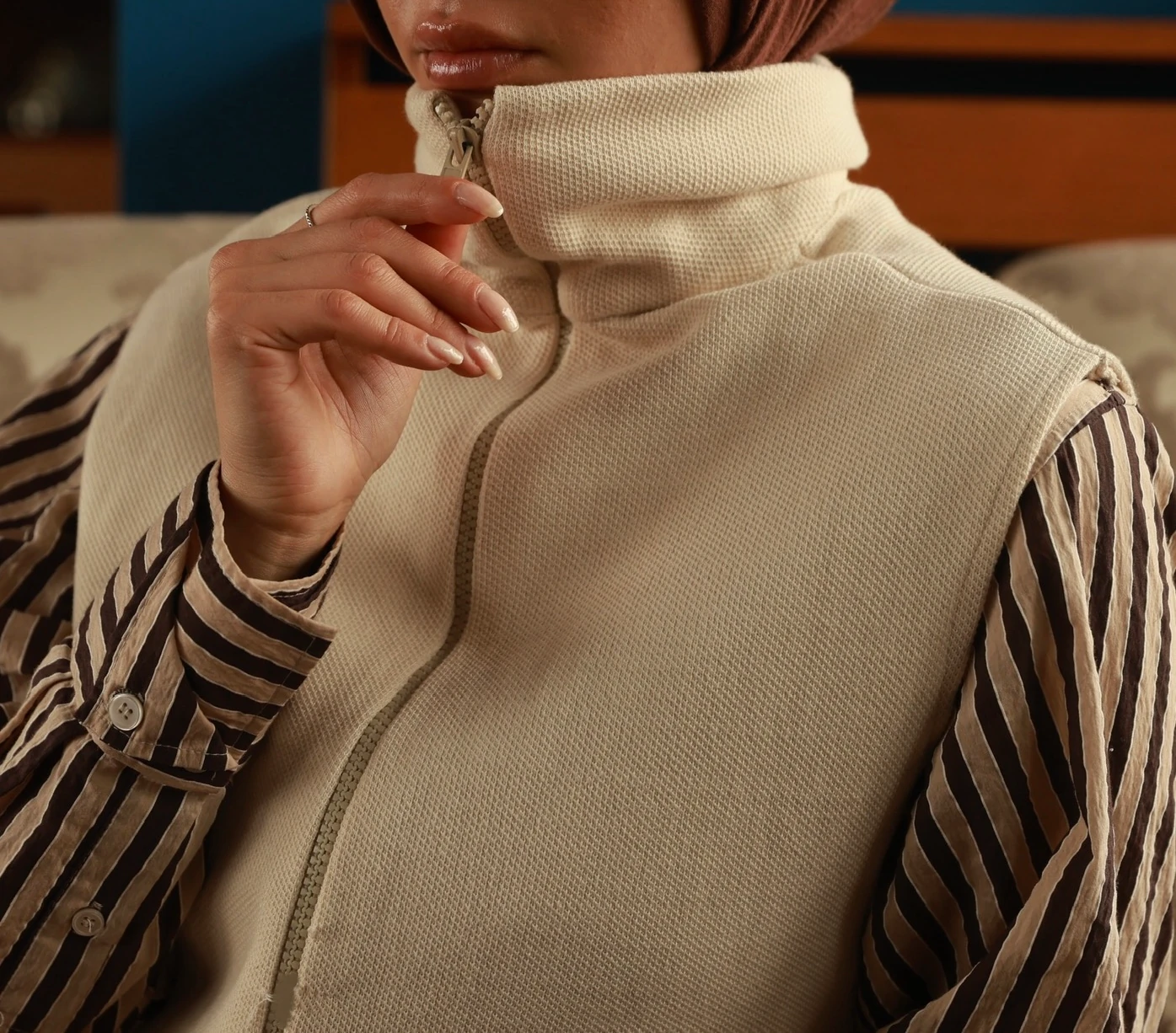 Boğazlı Fermuarlı Comfort Ceket K011