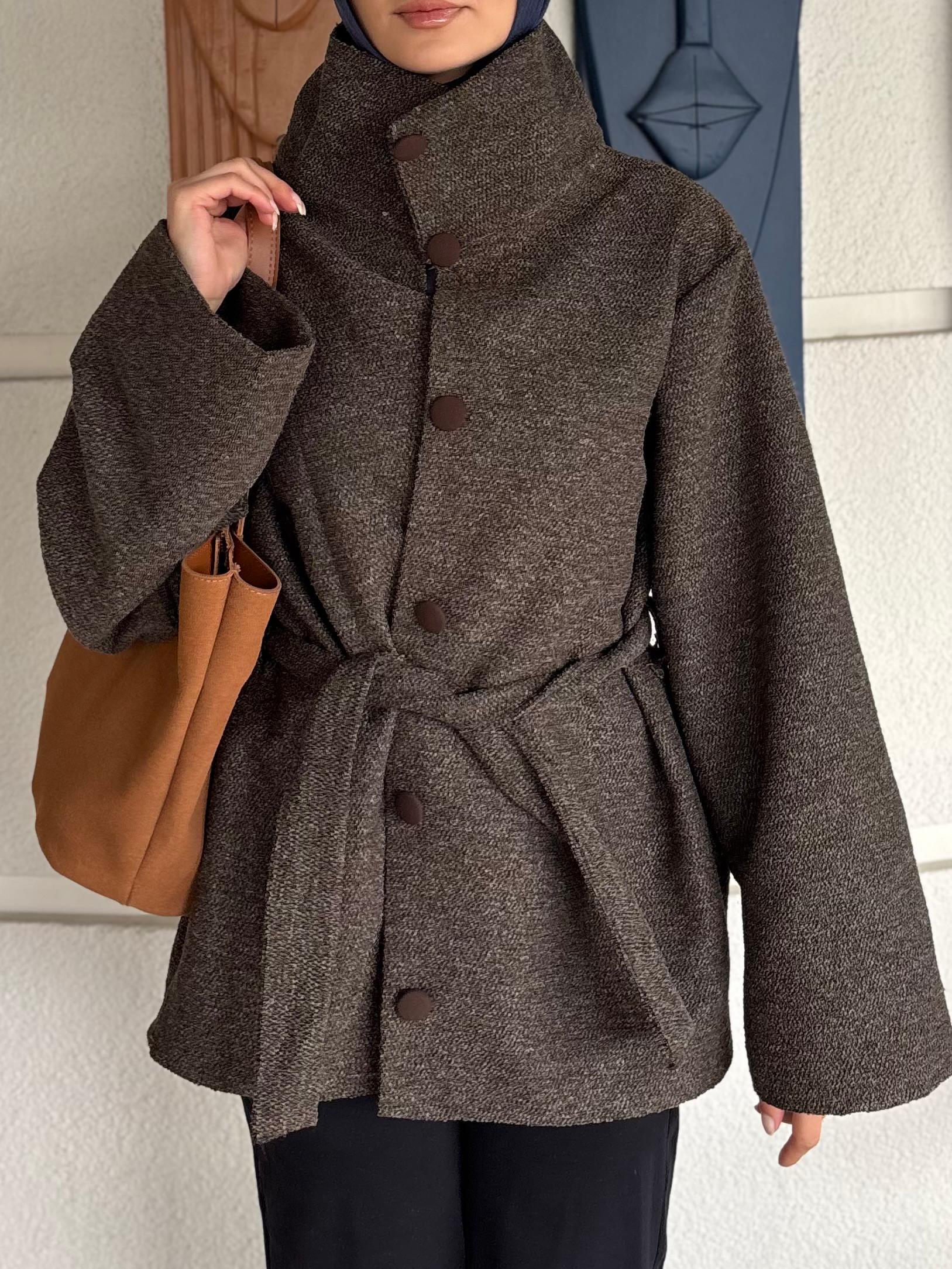 Astarsız Yüksek Yaka Dokulu Kaban