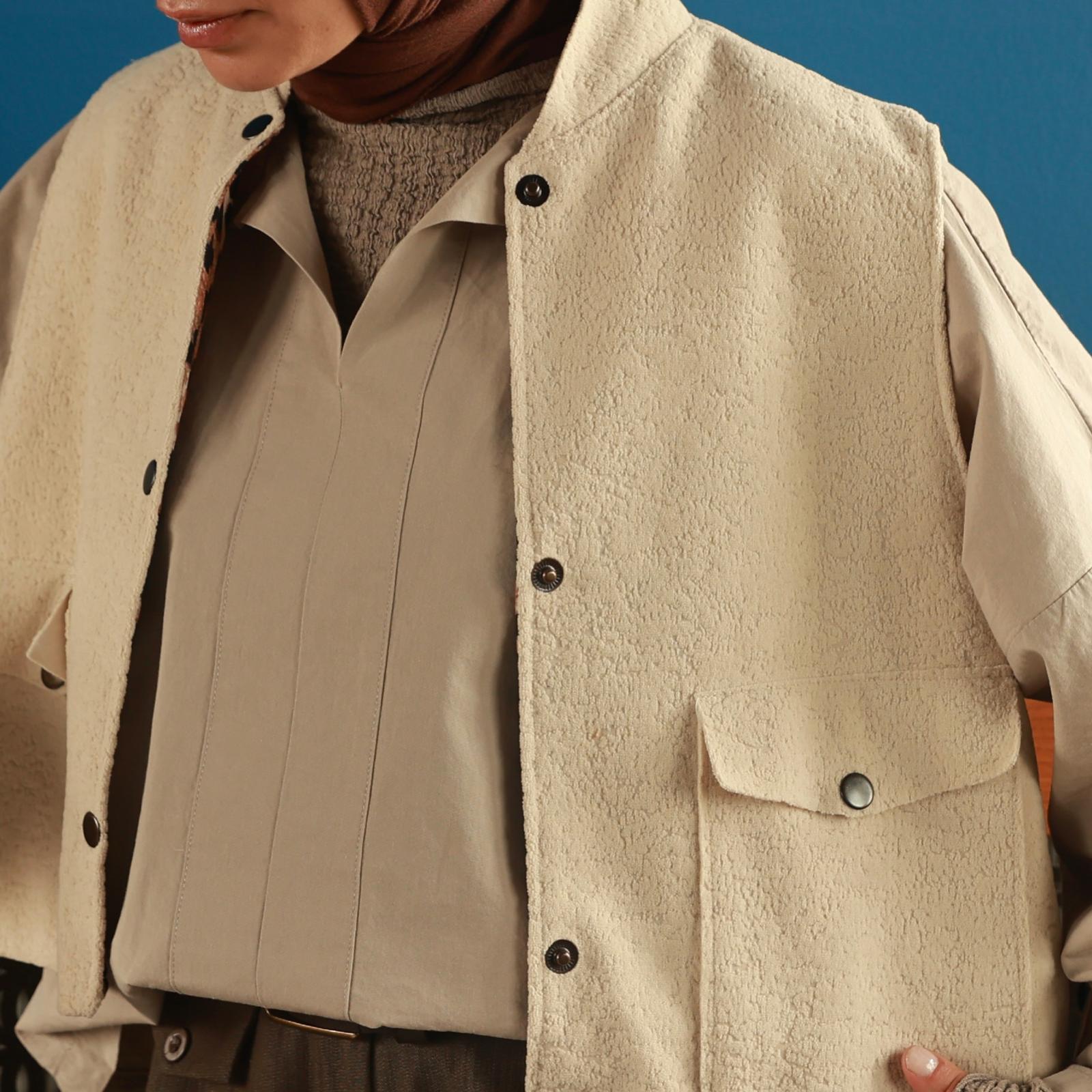 Hakim Yaka Astarlı Çıtçıtlı Ceket K001