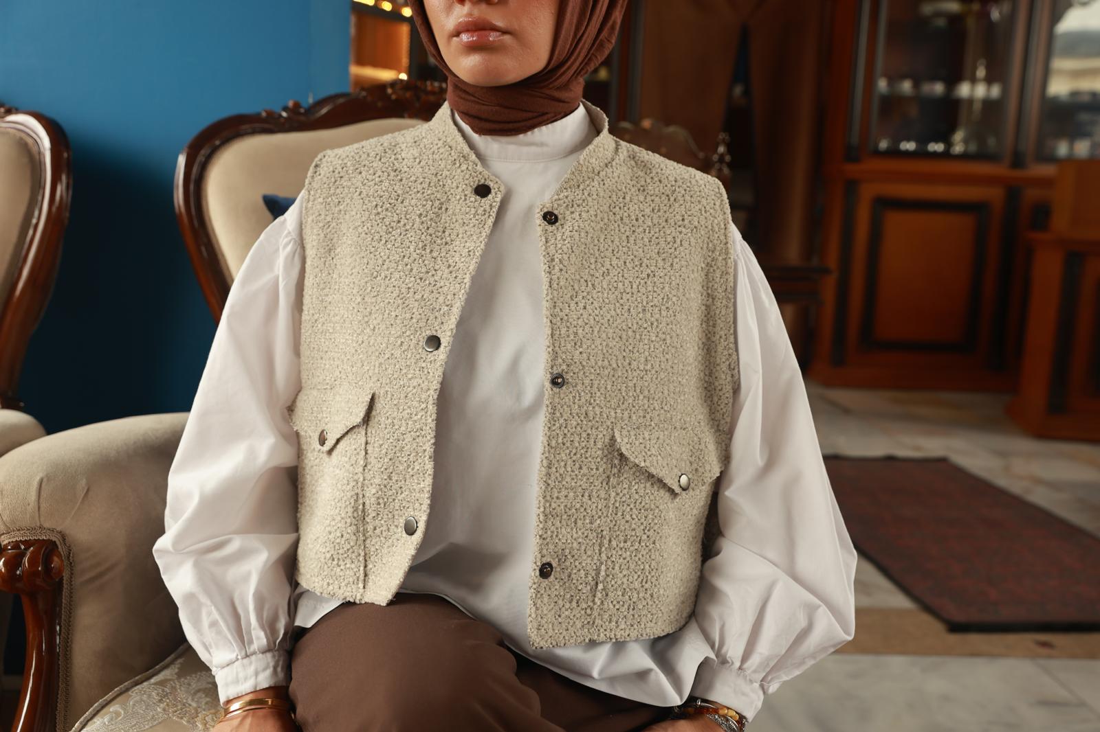 Hakim Yaka Astarlı Dokulu Çıtçıtlı Ceket K007