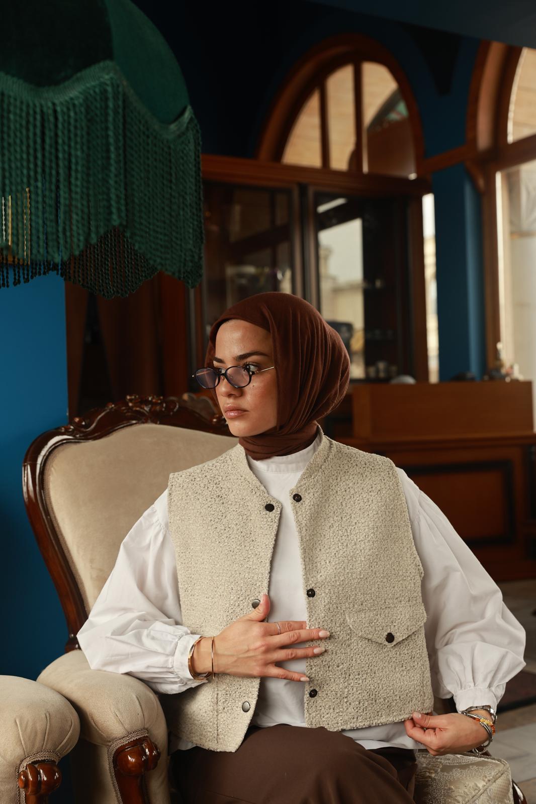 Hakim Yaka Astarlı Dokulu Çıtçıtlı Ceket K007