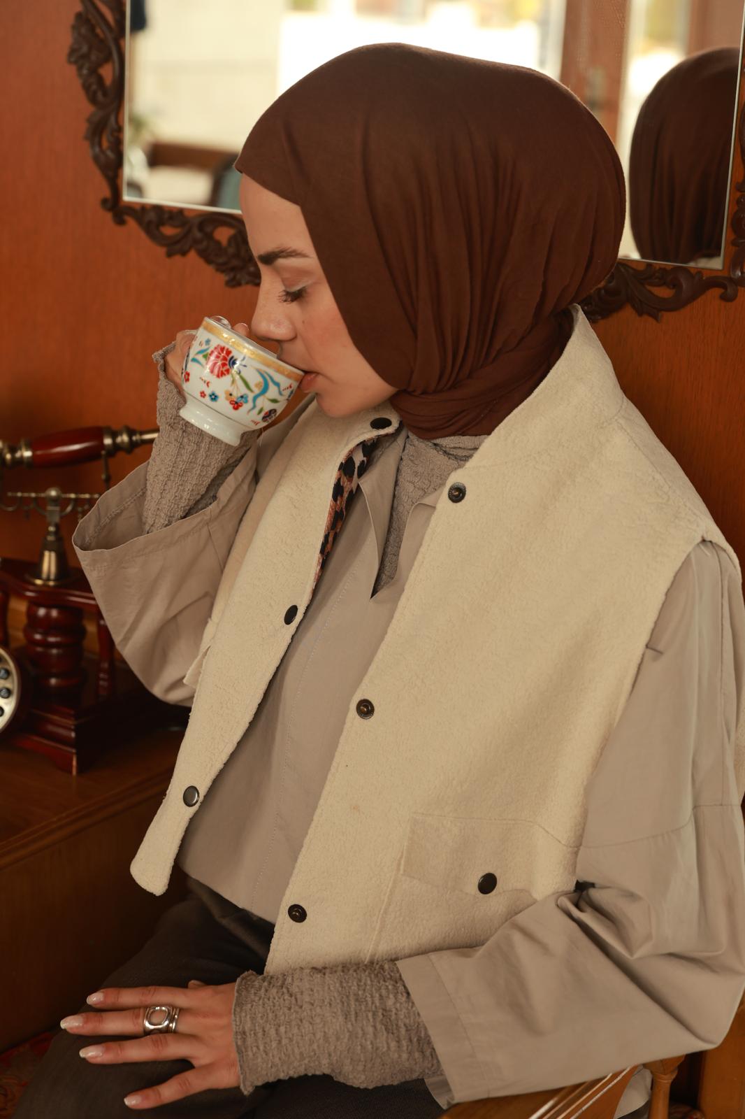 Hakim Yaka Astarlı Çıtçıtlı Ceket K001